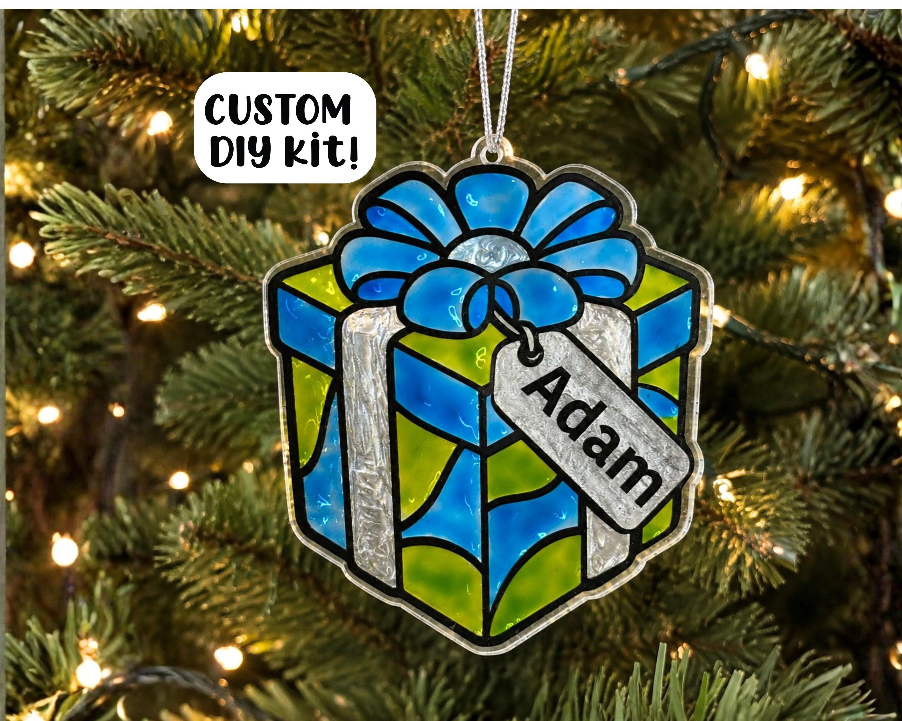 Personalized Christmas Ornament Kit – DIY Glass Painting Craft with Custom Name Gift Tag