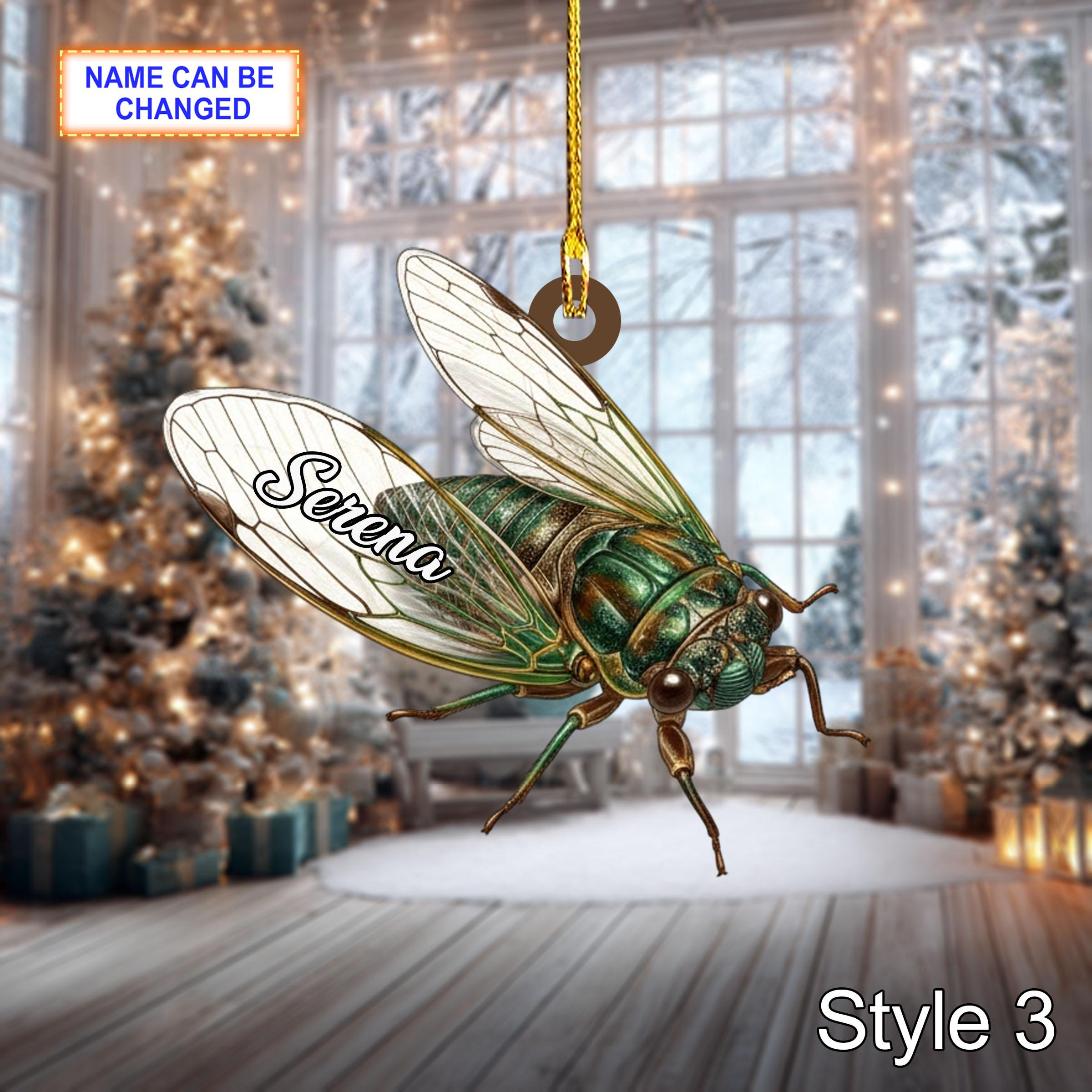Personalized Cicada Christmas Ornament with Custom Name, Flat Holiday Tree Decor 4 - MeasureMason Personalized Cicada Christmas Ornament with Custom Name, Flat Holiday Tree Decor 4