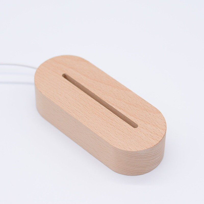 USB LED Light Base Oval Wood Night Light Stand for Ornament Display 1 - MeasureMason USB LED Light Base Oval Wood Night Light Stand for Ornament Display 1