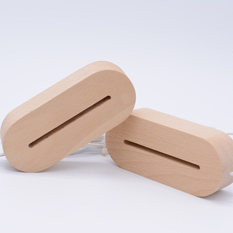 USB LED Light Base Oval Wood Night Light Stand for Ornament Display 2 - MeasureMason USB LED Light Base Oval Wood Night Light Stand for Ornament Display 2