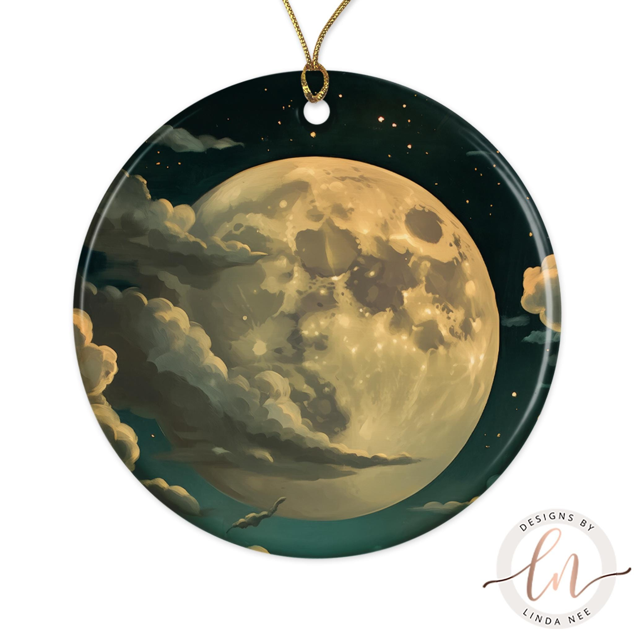 Full Moon Christmas Ornament, Celestial Winter Tree Decor 3 - MeasureMason Full Moon Christmas Ornament, Celestial Winter Tree Decor 3