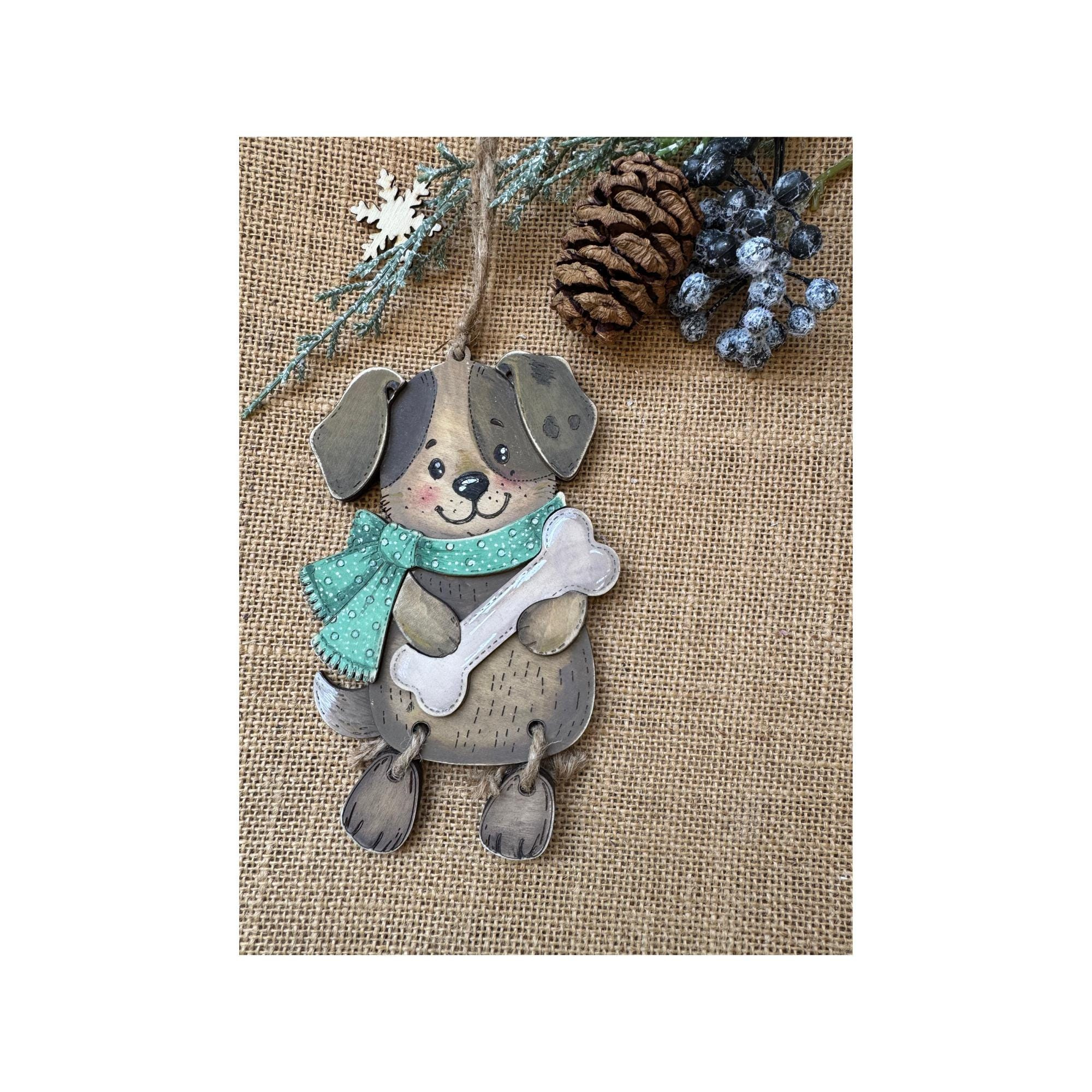 Personalized Wooden Dog Ornament - Hand-Painted Pet Christmas Gift, Woodland Decor 4 - MeasureMason Personalized Wooden Dog Ornament - Hand-Painted Pet Christmas Gift, Woodland Decor 4