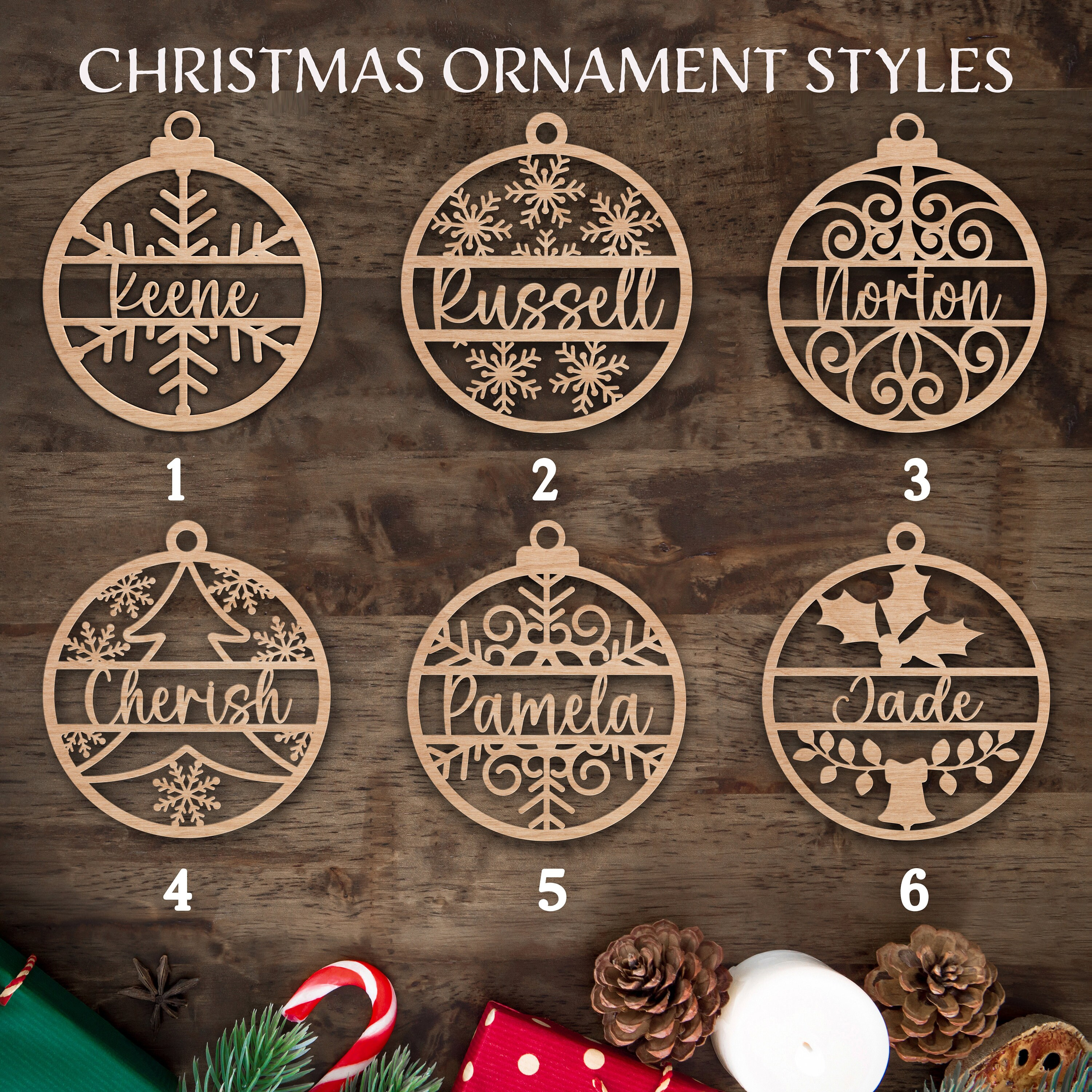 Custom Name Christmas Wood Ornament, Personalized Snowflake Holiday Ornament, Family Christmas Tree Decor 3 - MeasureMason Custom Name Christmas Wood Ornament, Personalized Snowflake Holiday Ornament, Family Christmas Tree Decor 3