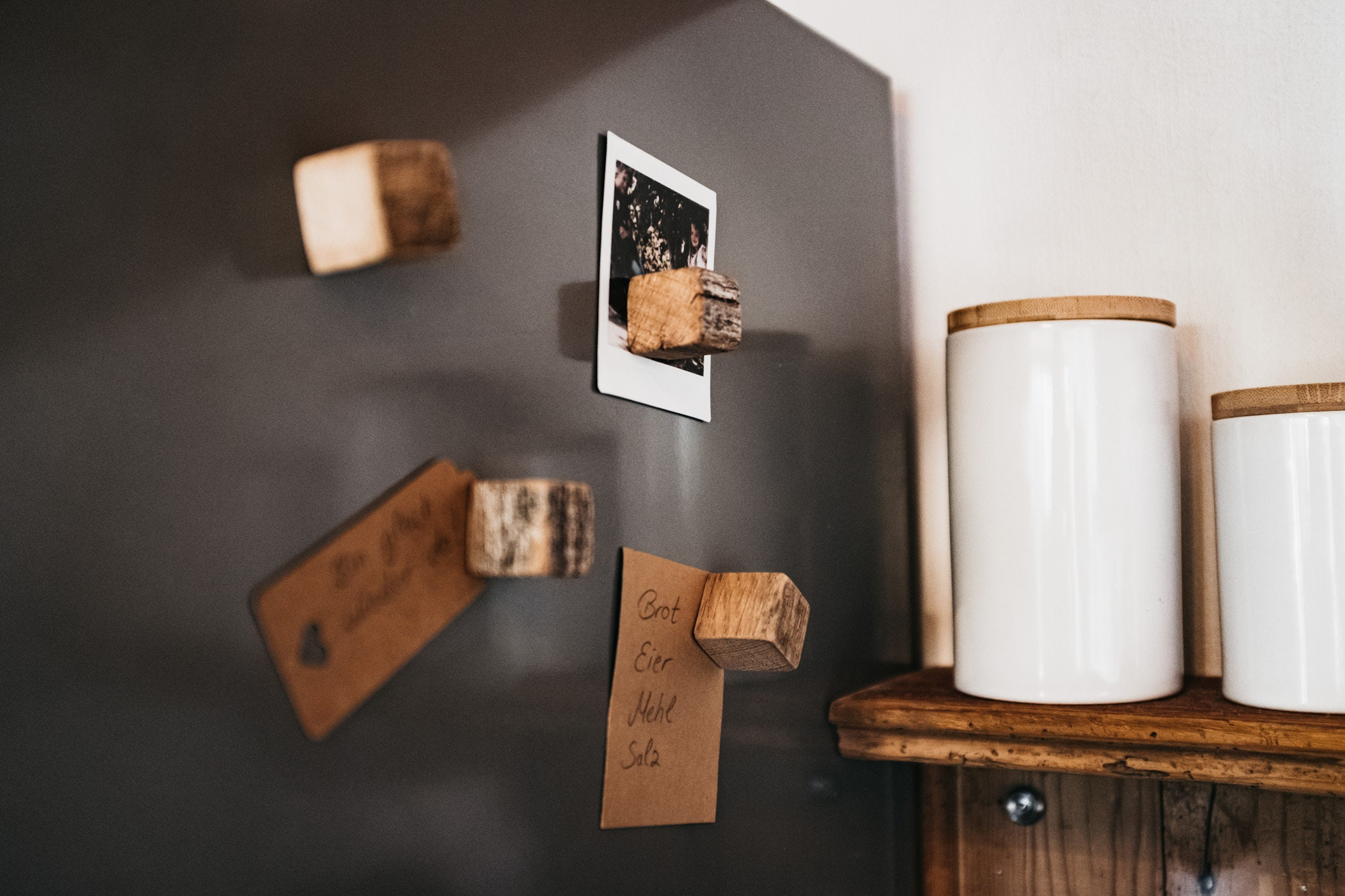 Oak Fridge Magnets with Neodymium Hold, Wooden Blackboard and Pin Board Magnets