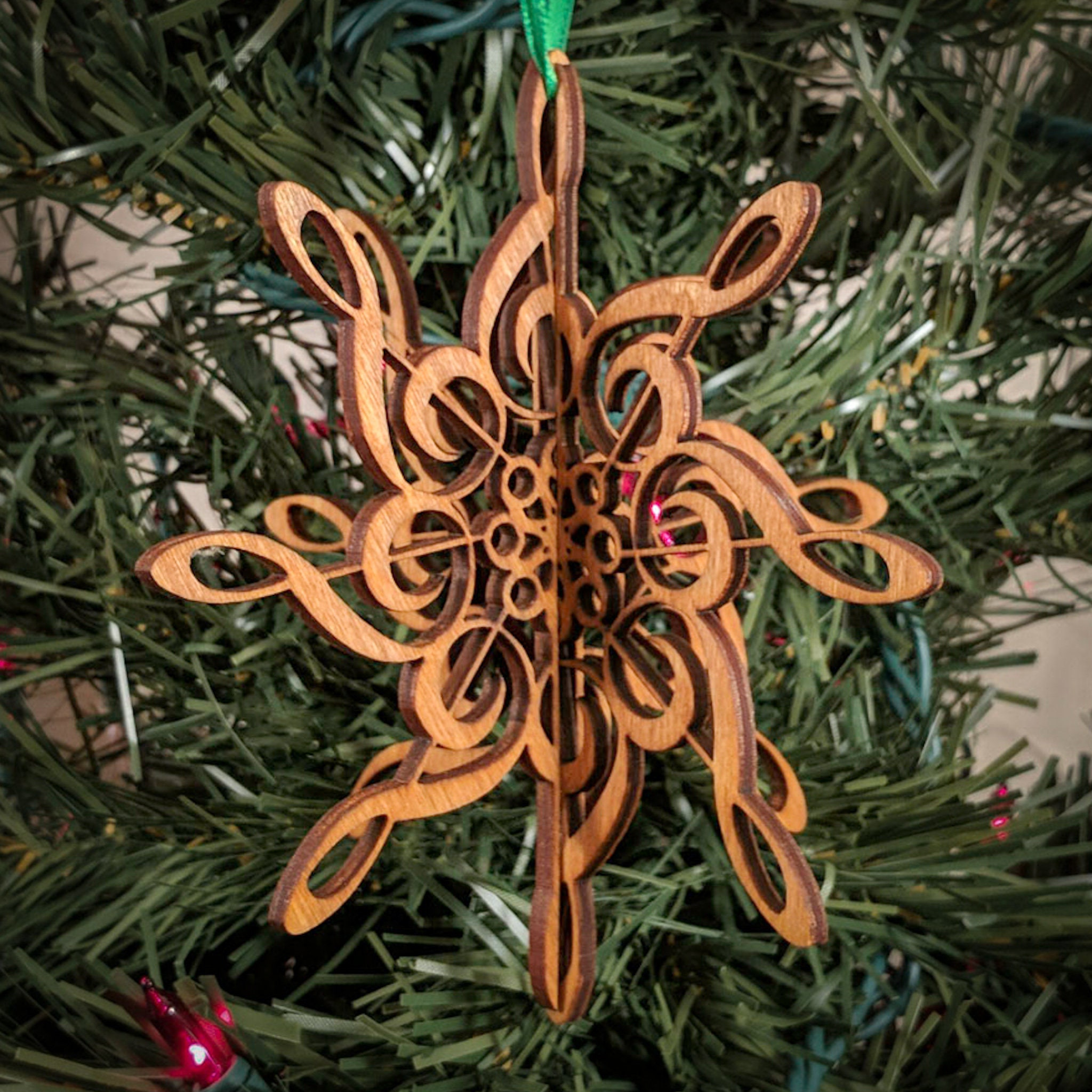 Treble Clef Music Ornament, 3D Wood Christmas Ornament Gift for Musicians Treble Clef Music Ornament, 3D Wood Christmas Ornament Gift for Musicians