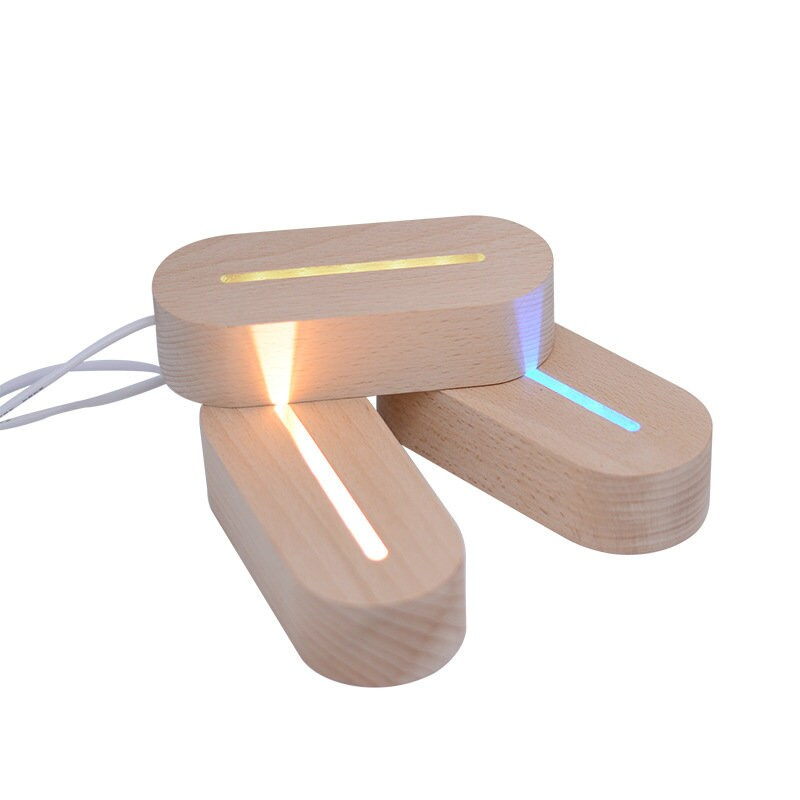 USB LED Light Base Oval Wood Night Light Stand for Ornament Display 3 - MeasureMason USB LED Light Base Oval Wood Night Light Stand for Ornament Display 3