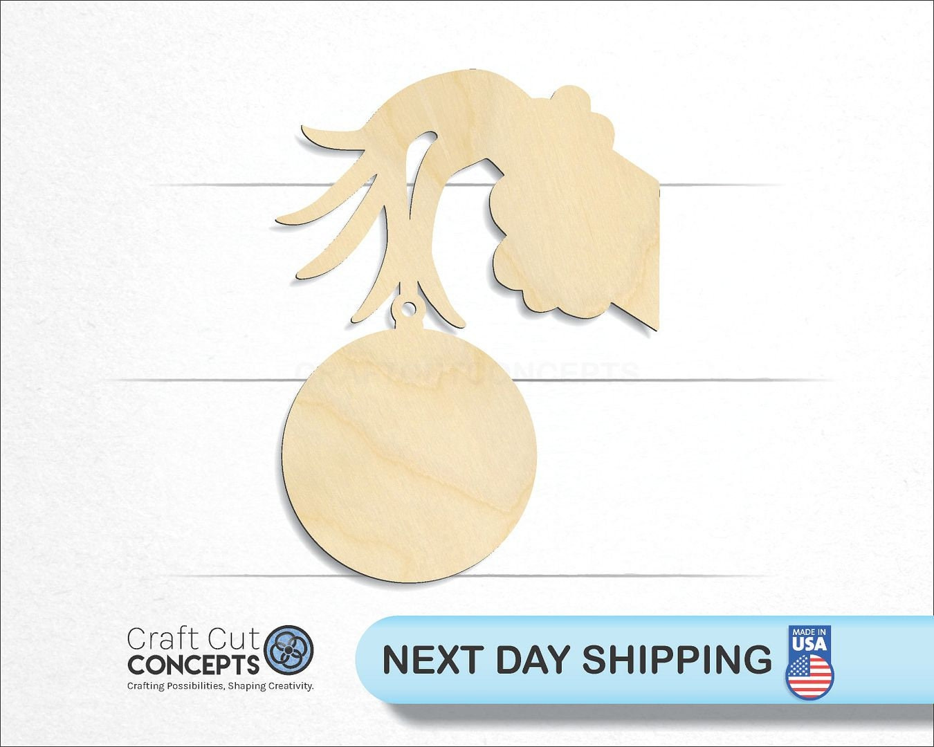 Christmas Hand Ornament Unfinished Wood Cutout for DIY Craft Decor