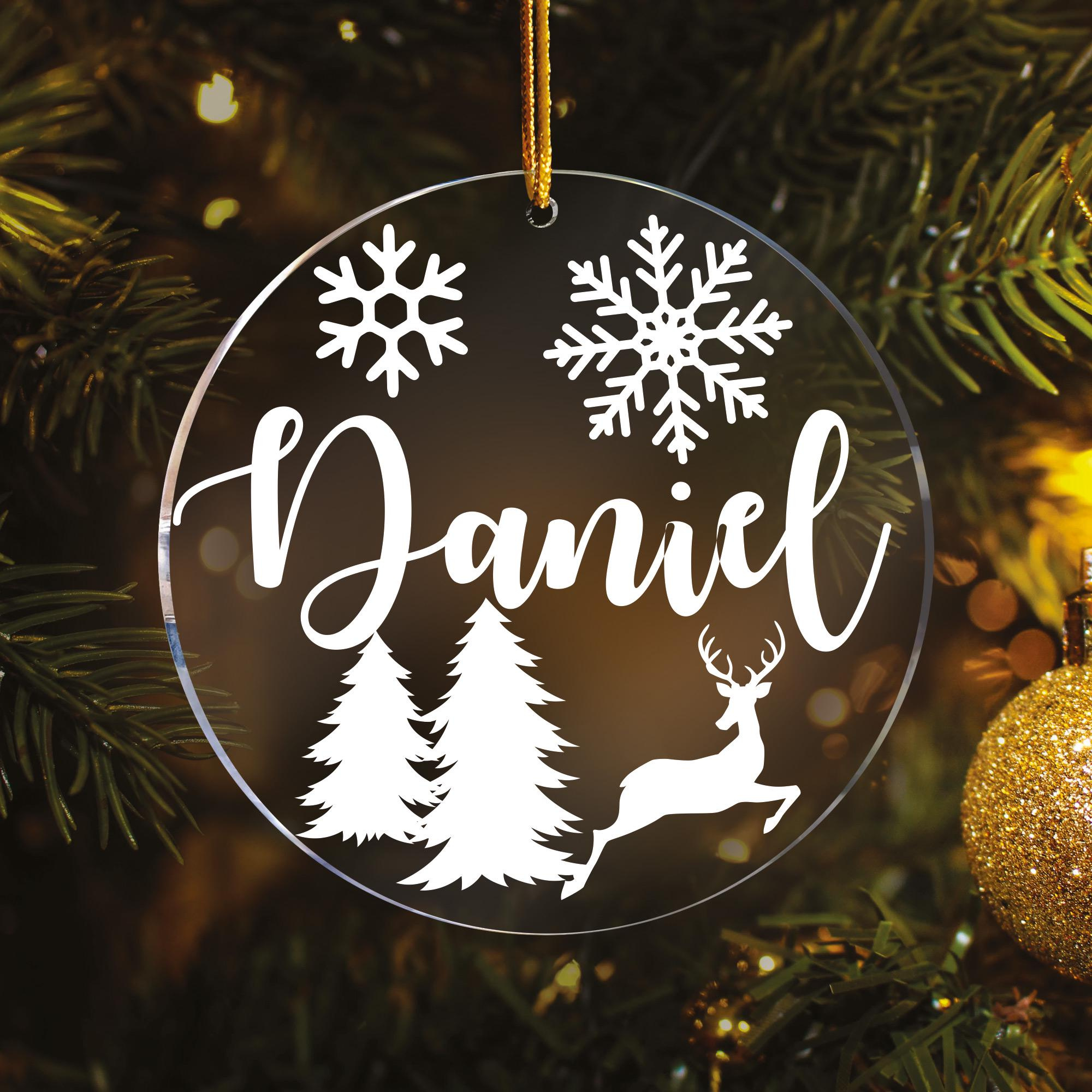 Custom Acrylic Christmas Ornament - Personalized UV Printed Round Holiday Keepsake - Family Baby Couple Pet Name Gift