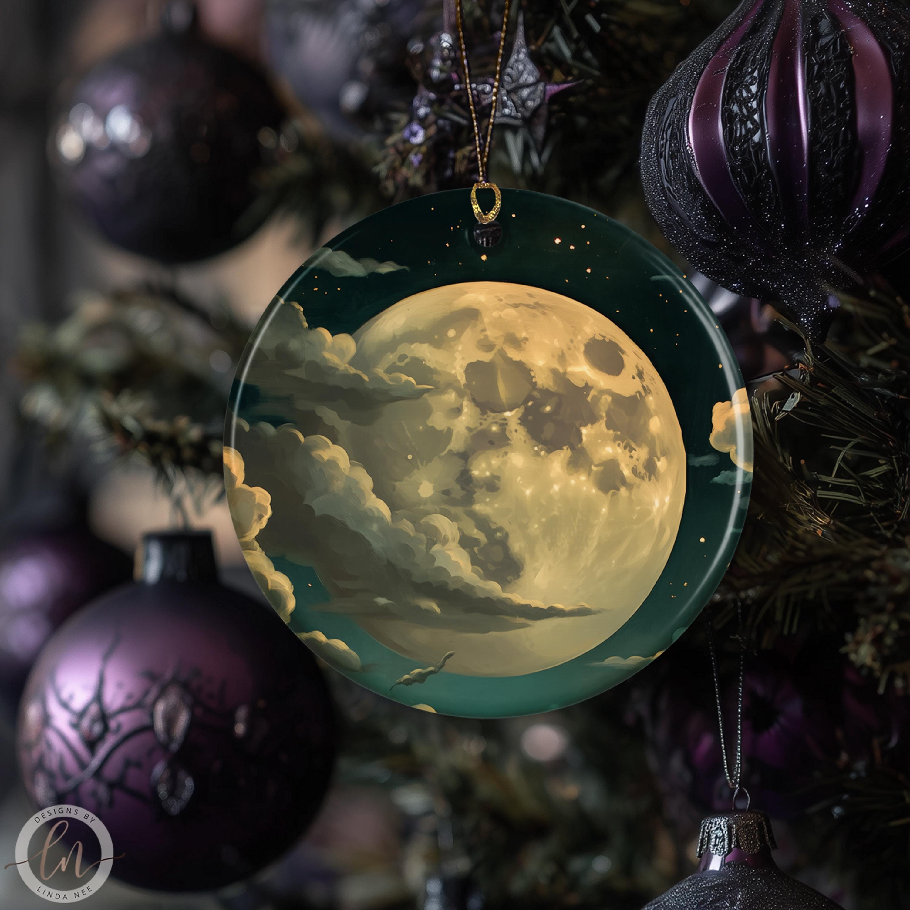 Full Moon Christmas Ornament, Celestial Winter Tree Decor 1 - MeasureMason Full Moon Christmas Ornament, Celestial Winter Tree Decor 1