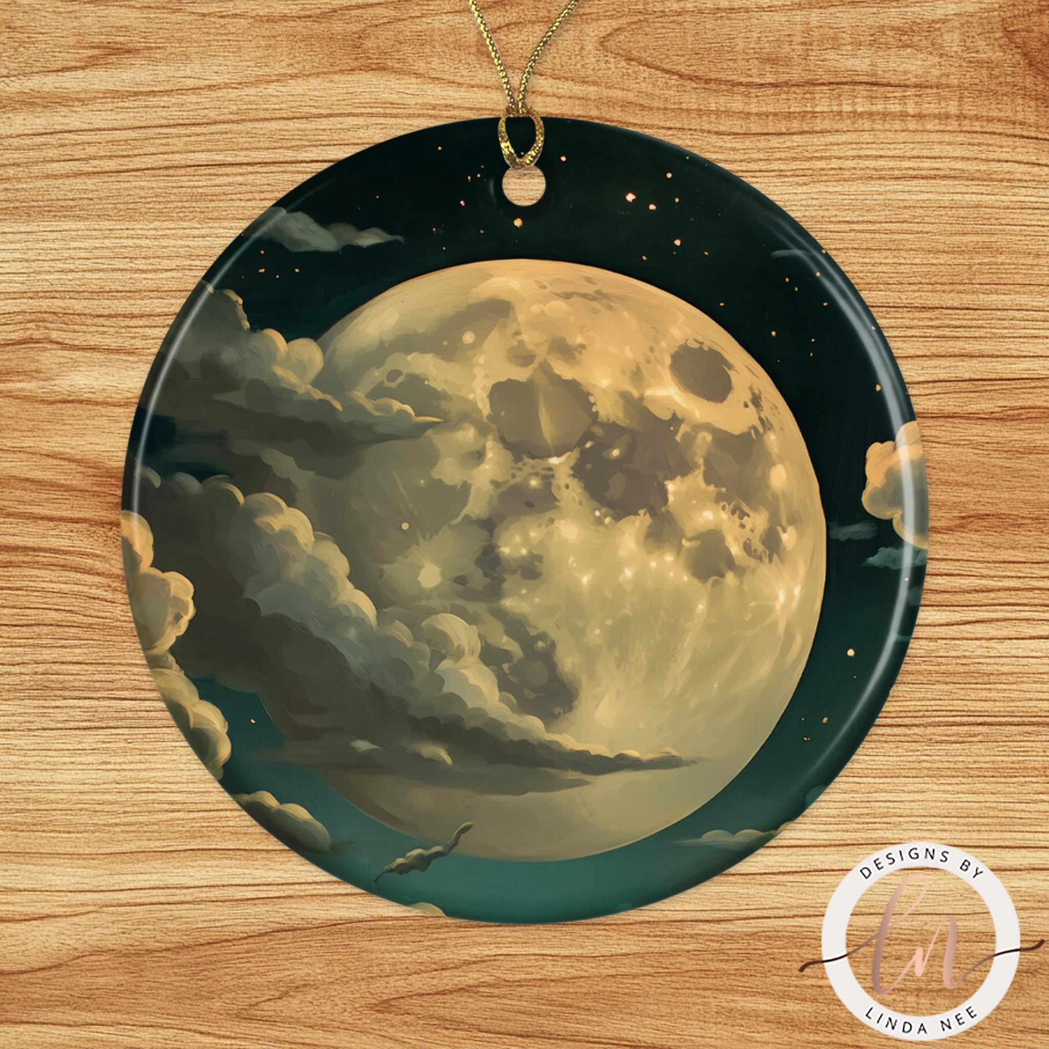 Full Moon Christmas Ornament, Celestial Winter Tree Decor 2 - MeasureMason Full Moon Christmas Ornament, Celestial Winter Tree Decor 2