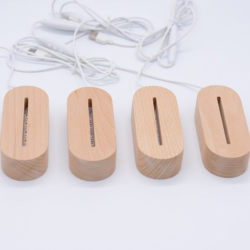 USB LED Light Base Oval Wood Night Light Stand for Ornament Display 4 - MeasureMason USB LED Light Base Oval Wood Night Light Stand for Ornament Display 4