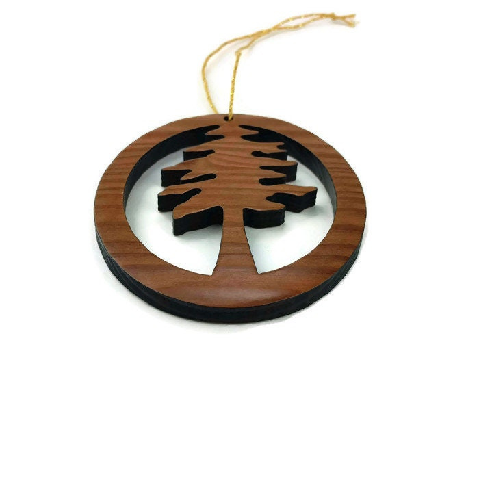Handmade California Redwood Wood Christmas Ornament - Laser Cut Oval Design 3 - MeasureMason Handmade California Redwood Wood Christmas Ornament - Laser Cut Oval Design 3