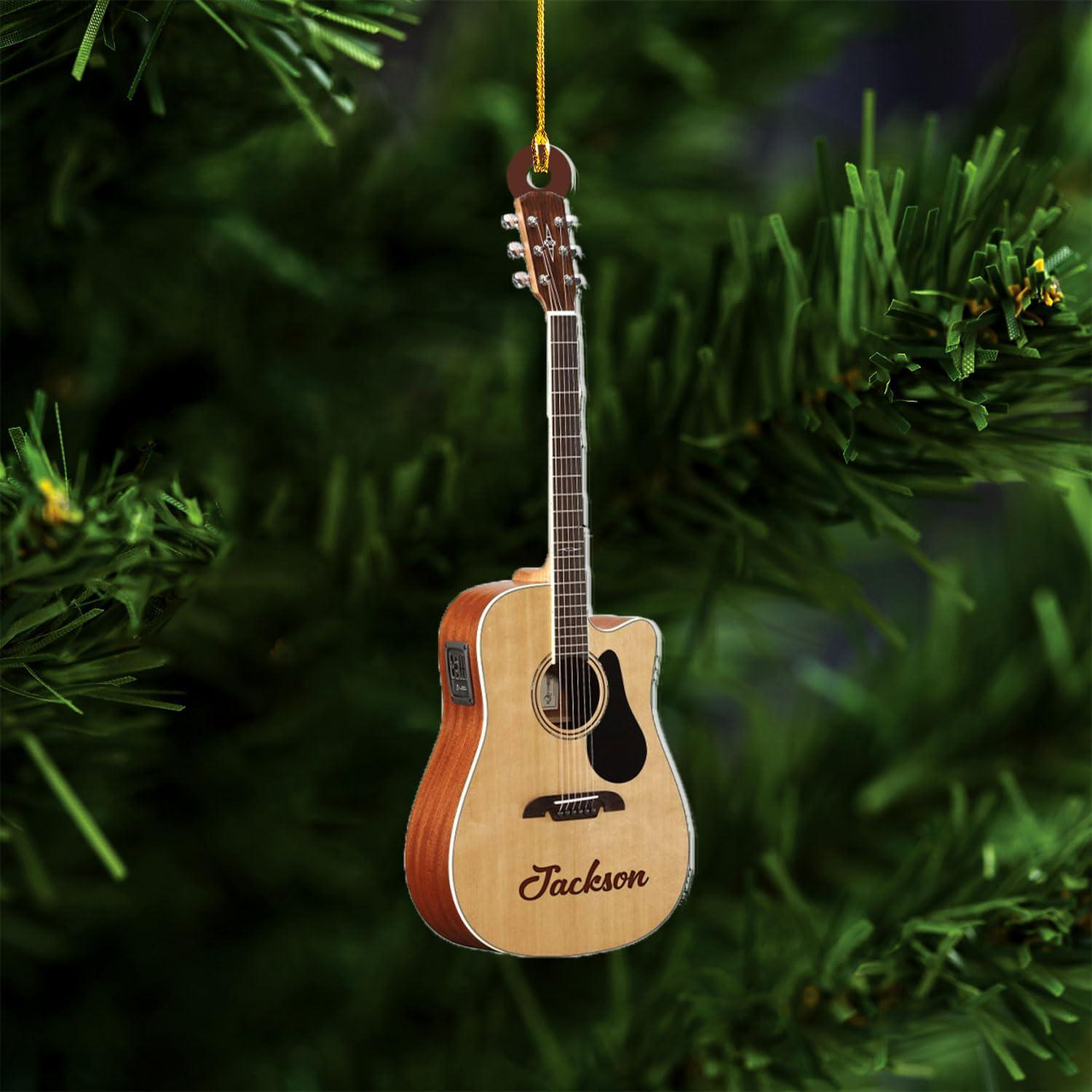 Personalized Guitar Ornament for Christmas, Custom Musician Gift Personalized Guitar Ornament for Christmas, Custom Musician Gift