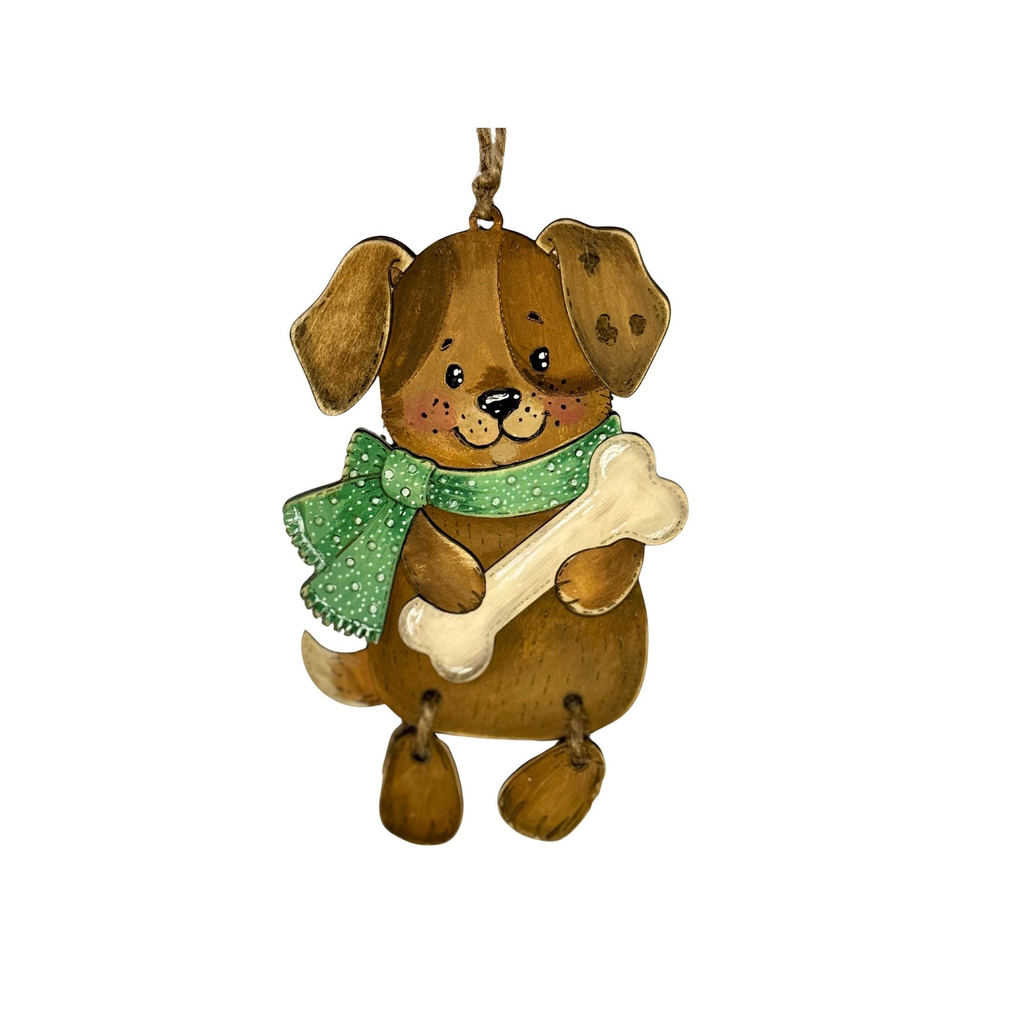 Personalized Wooden Dog Ornament - Hand-Painted Pet Christmas Gift, Woodland Decor