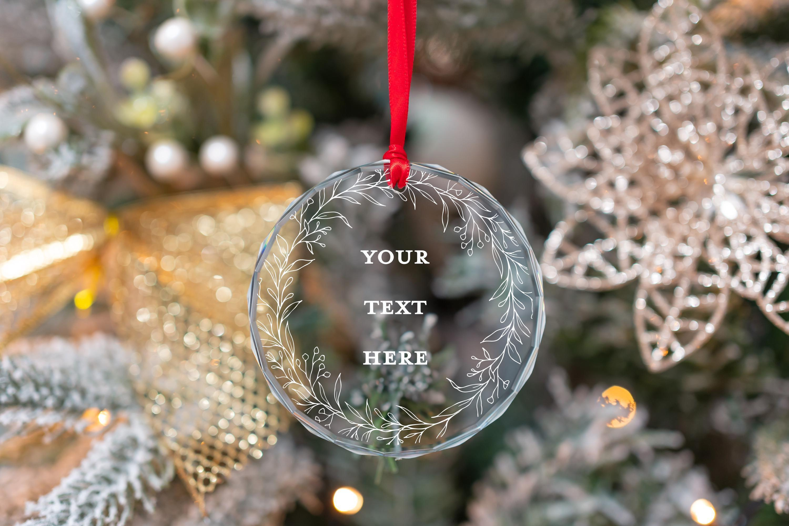 Personalized Crystal Glass Christmas Ornament with Custom Name or Quote 1 - MeasureMason Personalized Crystal Glass Christmas Ornament with Custom Name or Quote 1
