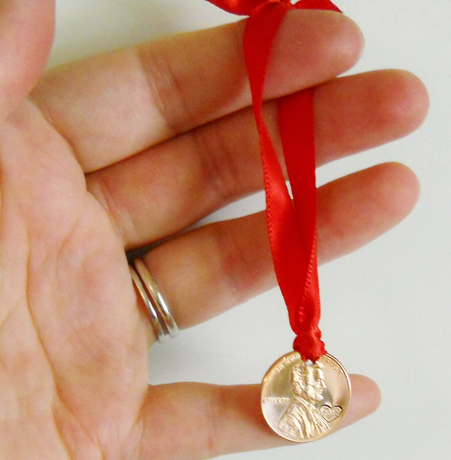 Hand-Stamped Lincoln Penny Christmas Ornament with Custom Year (1959-2025) 2 - MeasureMason Hand-Stamped Lincoln Penny Christmas Ornament with Custom Year (1959-2025) 2