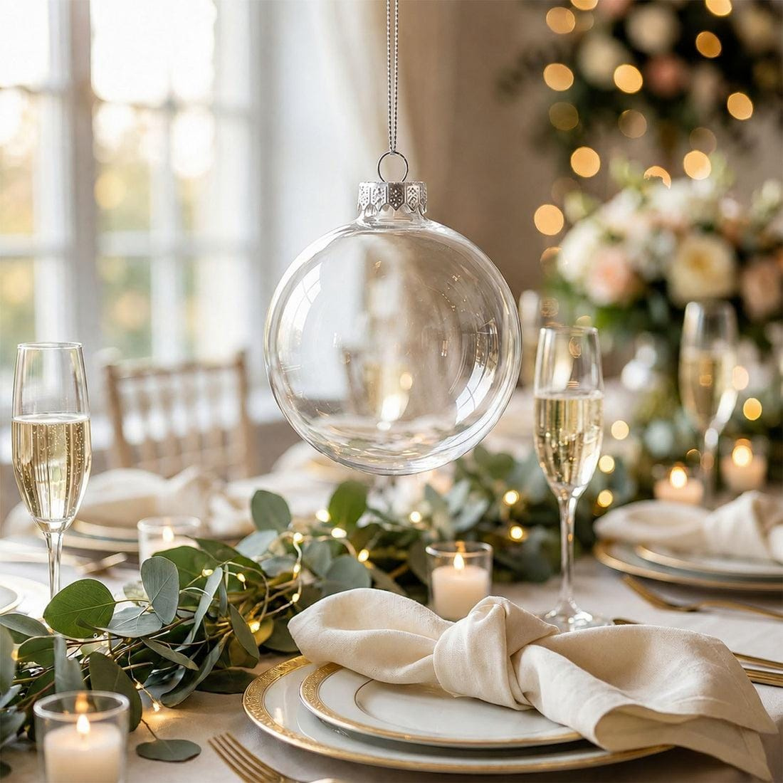 4 Pack Clear Glass Ornaments 4 Inch Fillable Baubles Bulk Christmas Crafts DIY Wedding Decor 1