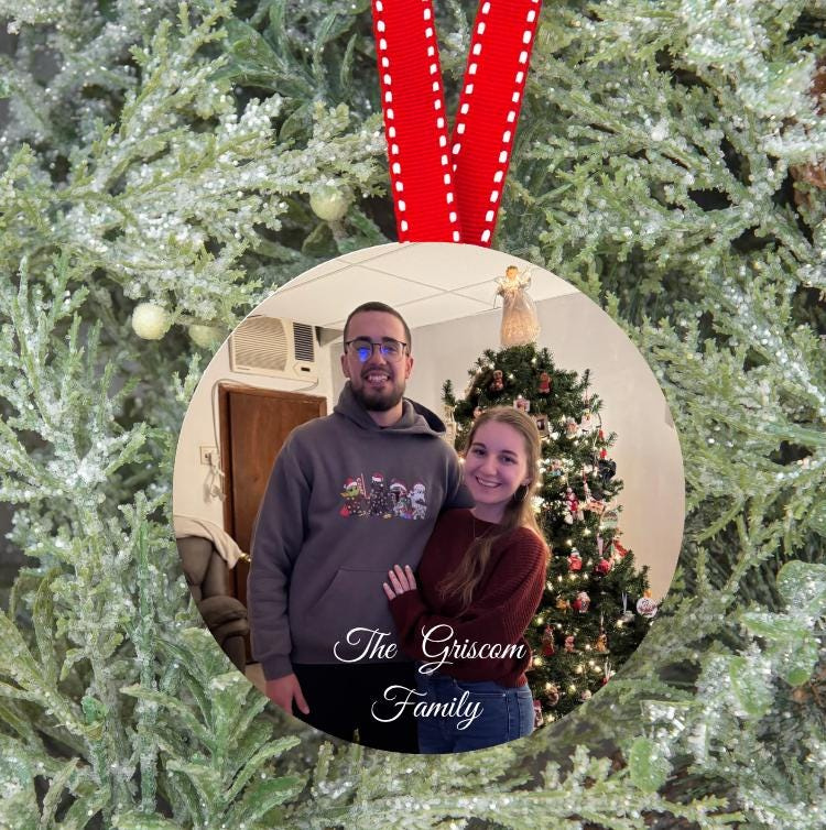 Custom 2-Sided Ceramic Christmas Ornament - Personalized Photo or Text Keepsake Holiday Gift 1