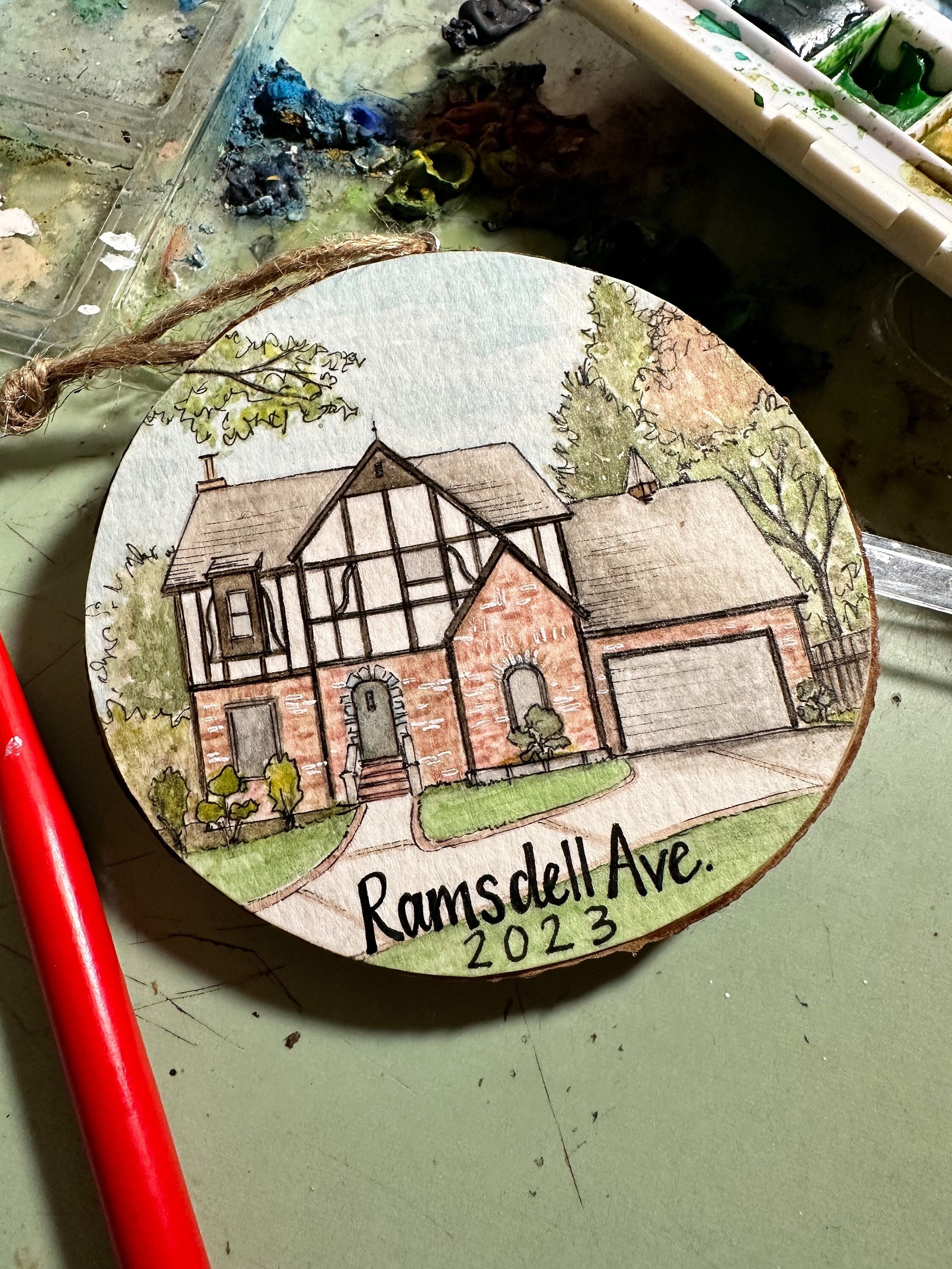 Personalized Hand-Painted Christmas Ornament - Custom New Home Keepsake - Housewarming Gift Personalized Hand-Painted Christmas Ornament - Custom New Home Keepsake - Housewarming Gift