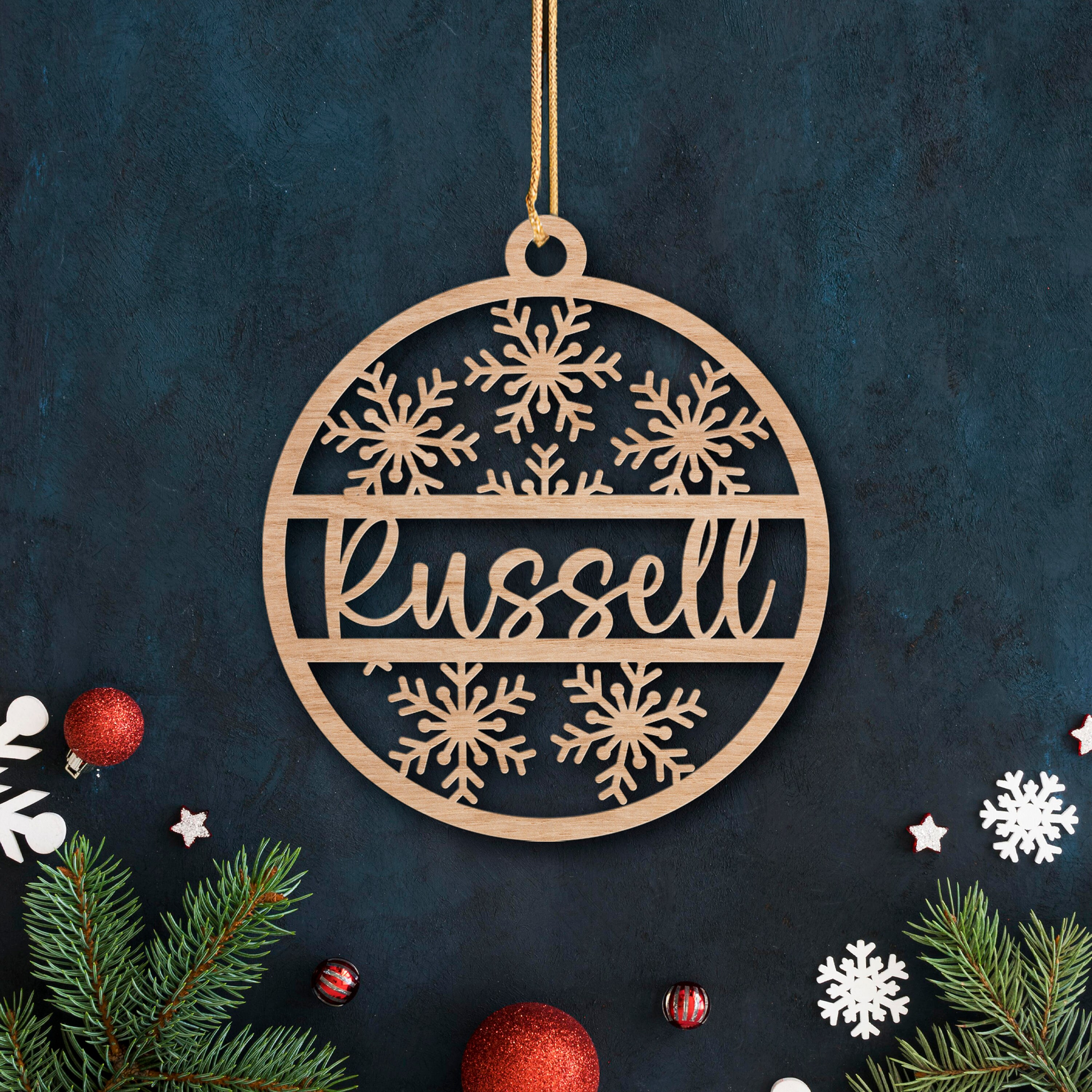 Custom Name Christmas Wood Ornament, Personalized Snowflake Holiday Ornament, Family Christmas Tree Decor 2 - MeasureMason Custom Name Christmas Wood Ornament, Personalized Snowflake Holiday Ornament, Family Christmas Tree Decor 2