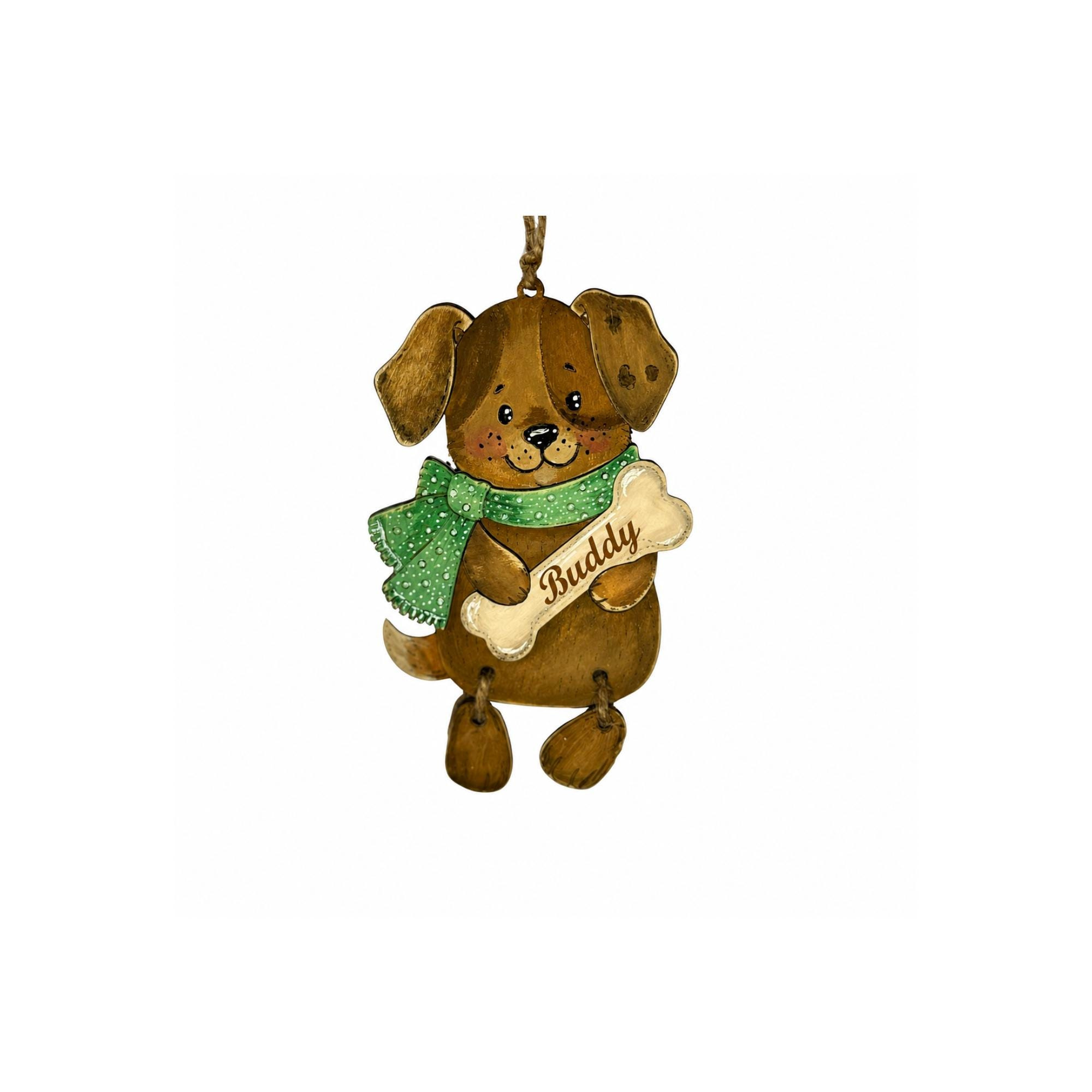 Personalized Wooden Dog Ornament - Hand-Painted Pet Christmas Gift, Woodland Decor 3 - MeasureMason Personalized Wooden Dog Ornament - Hand-Painted Pet Christmas Gift, Woodland Decor 3