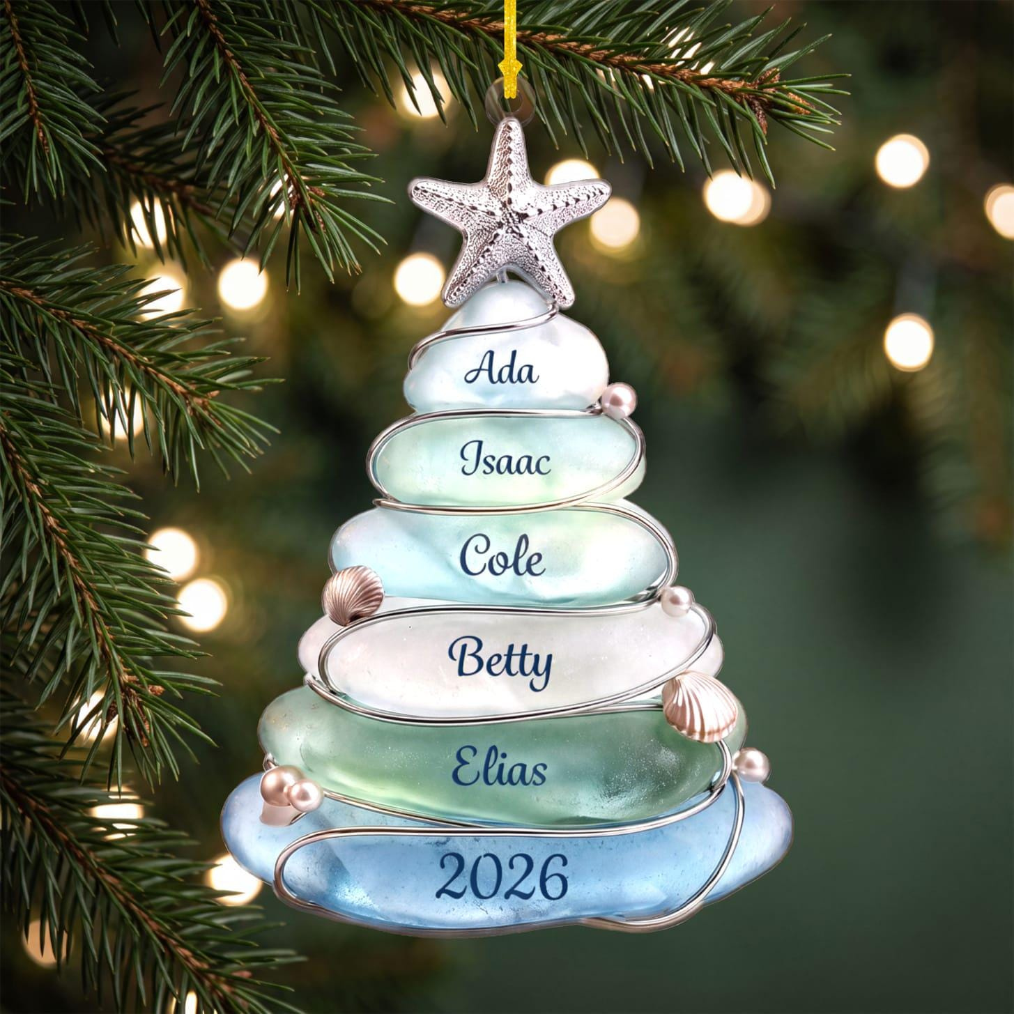 Personalized Beach Christmas Ornament 2026 - Custom Family Name Keepsake with Up to 13 Names 2 - MeasureMason Personalized Beach Christmas Ornament 2026 - Custom Family Name Keepsake with Up to 13 Names 2