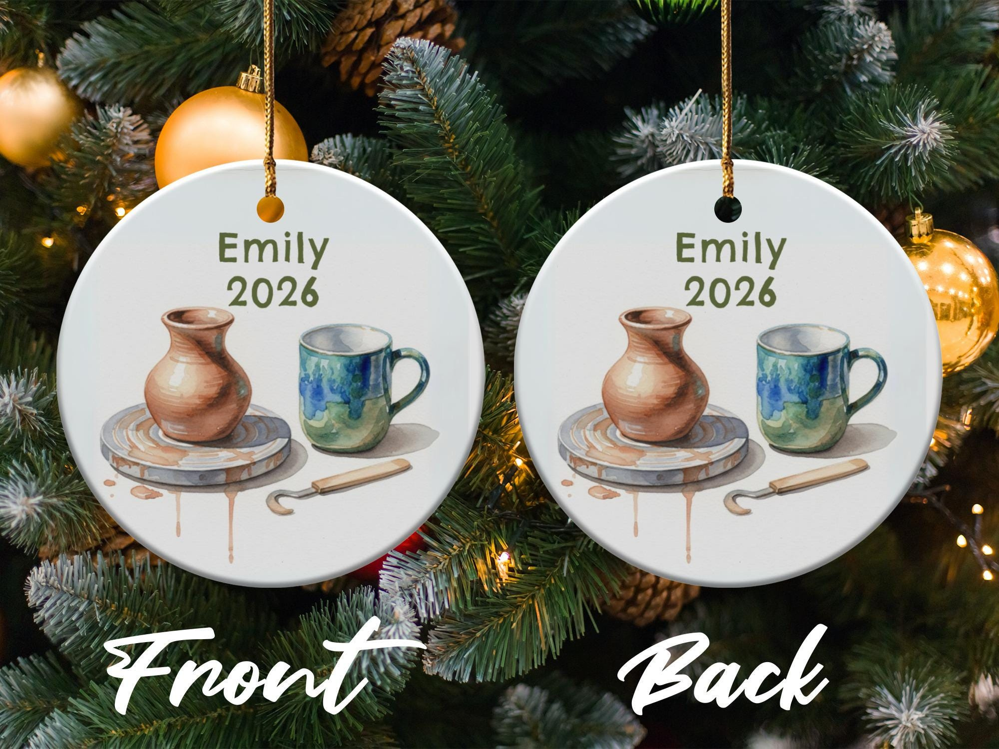 Personalized Pottery Wheel Ornament, Custom Potter Gift, Ceramics Keepsake 2 - MeasureMason Personalized Pottery Wheel Ornament, Custom Potter Gift, Ceramics Keepsake 2