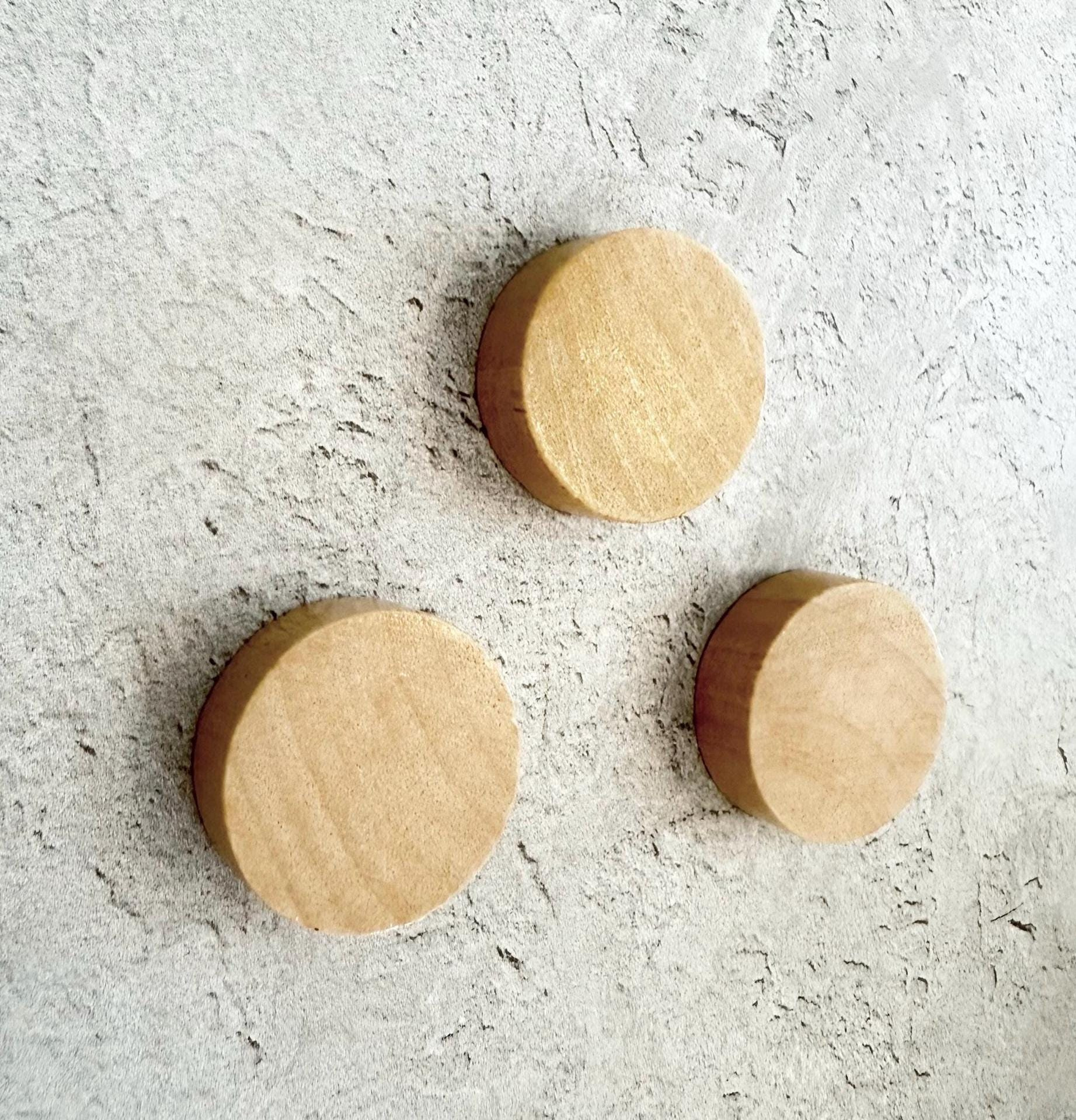 Round Wooden Magnets 3pc - Solid Birch White Wood Finish - Modern Refrigerator & Magnetic Board Magnets, 1 inch 4 - MeasureMason Round Wooden Magnets 3pc - Solid Birch White Wood Finish - Modern Refrigerator & Magnetic Board Magnets, 1 inch 4