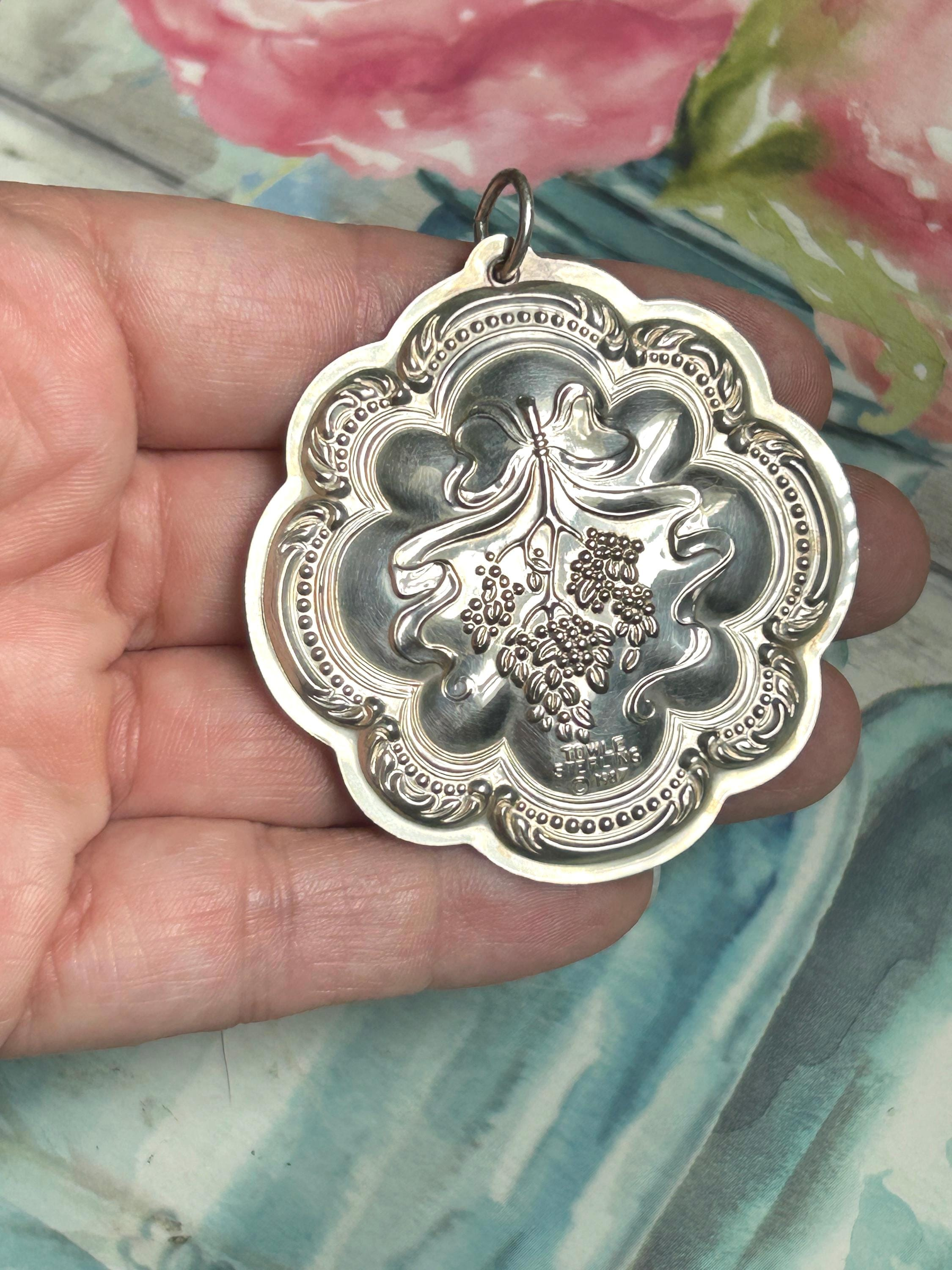 Towle Sterling Silver Christmas Floral Medallion Ornament 1987 Vintage Holiday Heirloom 1 - MeasureMason Towle Sterling Silver Christmas Floral Medallion Ornament 1987 Vintage Holiday Heirloom 1