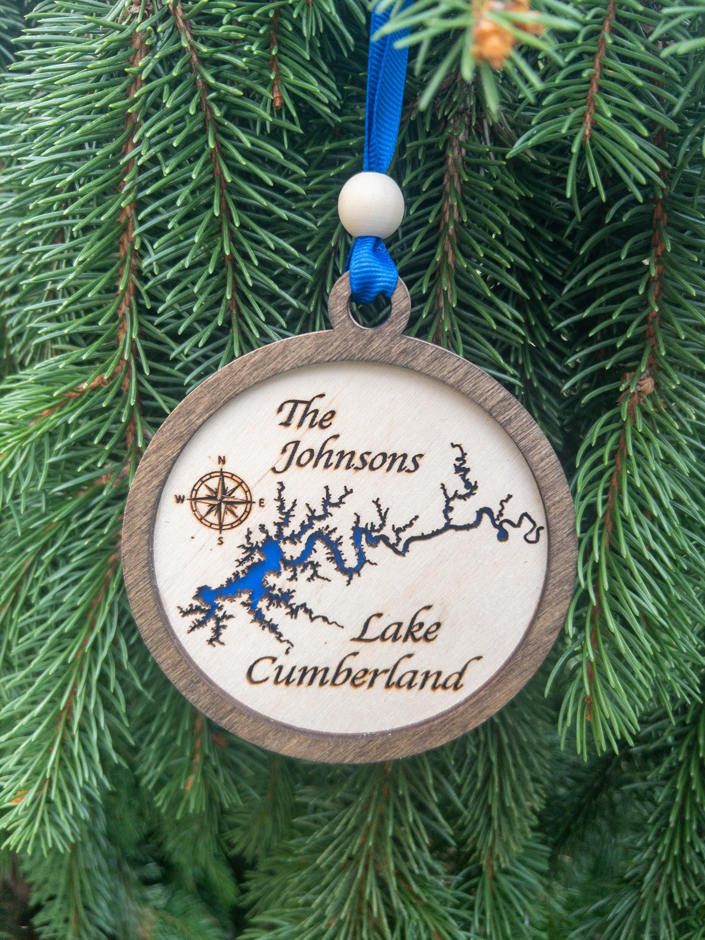 Personalized Lake Map 3D Christmas Ornament - Laser Engraved Wooden Custom Family Vacation Keepsake 1 - MeasureMason Personalized Lake Map 3D Christmas Ornament - Laser Engraved Wooden Custom Family Vacation Keepsake 1