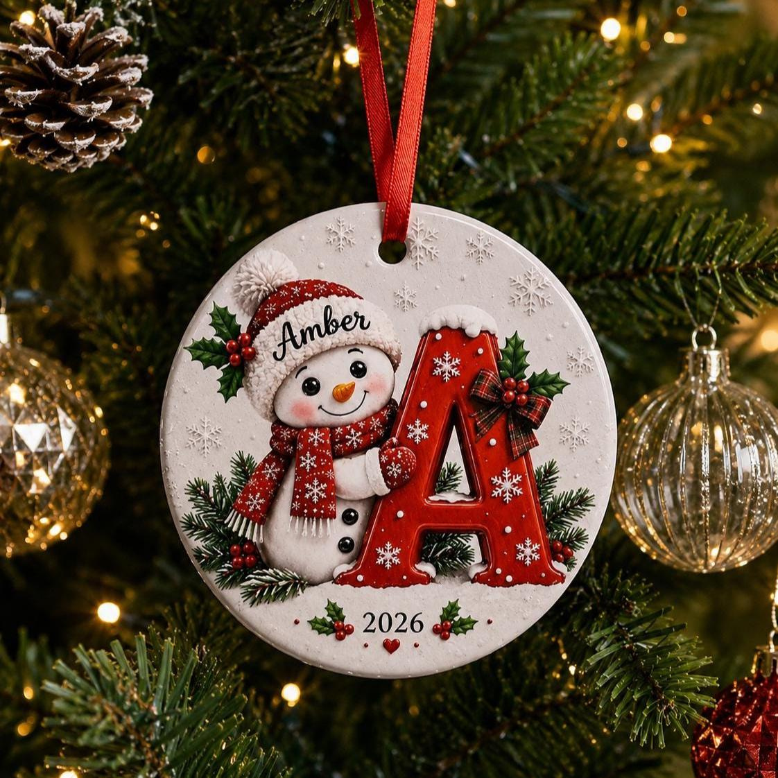 Personalized Ceramic Christmas Ornament – Custom Name & Initial 2026 Keepsake Personalized Ceramic Christmas Ornament – Custom Name & Initial 2026 Keepsake
