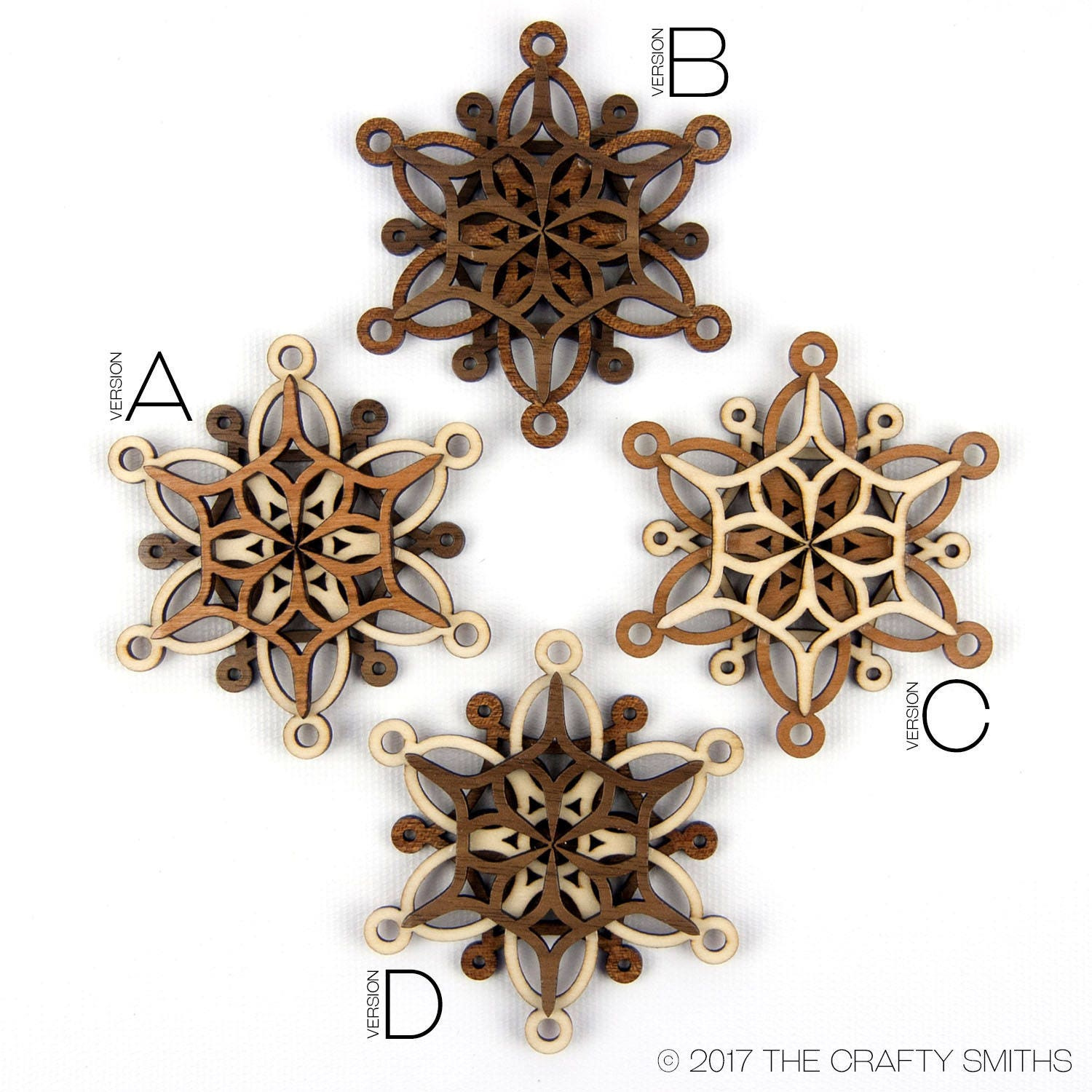 3D Layered Wood Snowflake Christmas Ornament - Berries Holiday Tree Decoration 2 - MeasureMason 3D Layered Wood Snowflake Christmas Ornament - Berries Holiday Tree Decoration 2