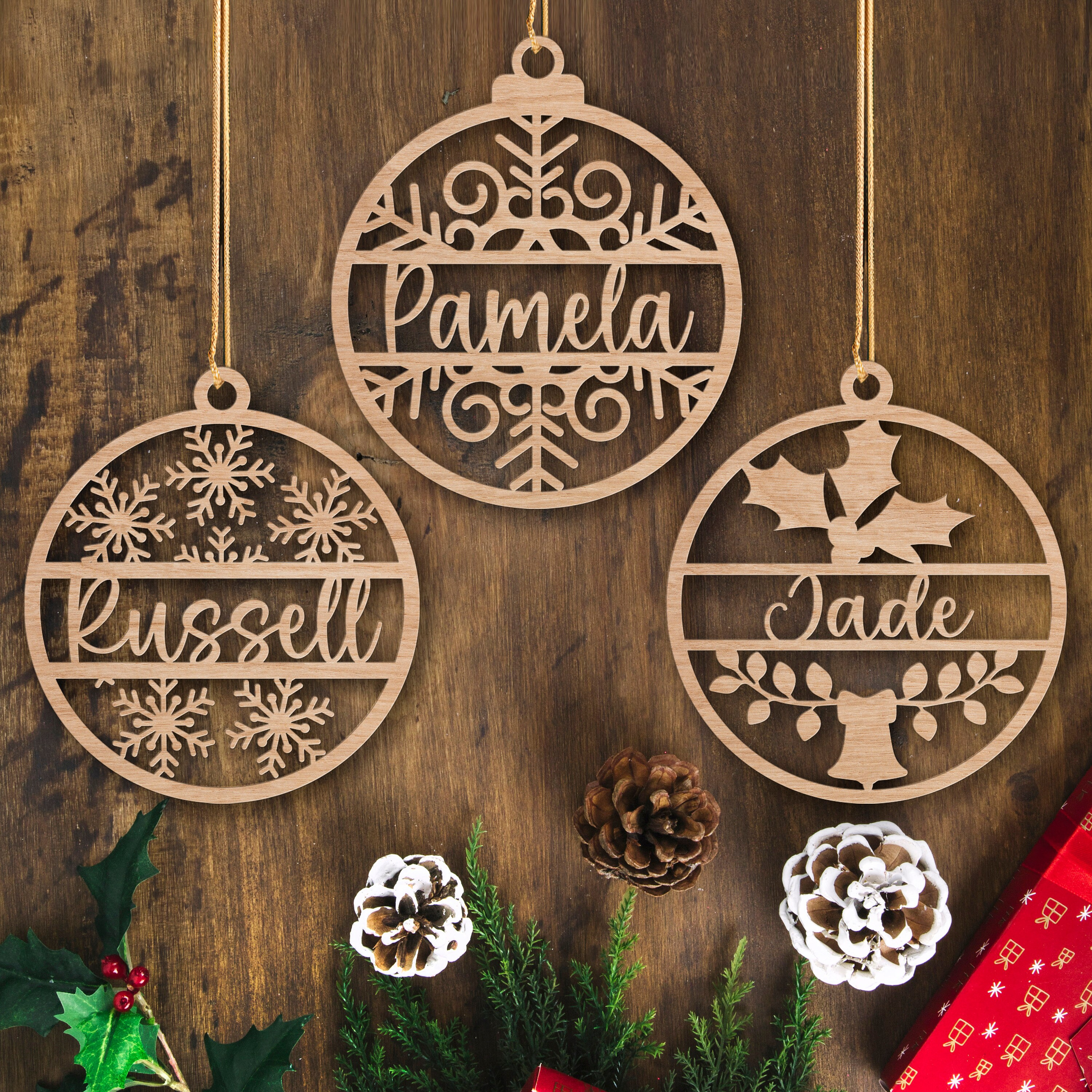 Custom Name Christmas Wood Ornament, Personalized Snowflake Holiday Ornament, Family Christmas Tree Decor 1 - MeasureMason Custom Name Christmas Wood Ornament, Personalized Snowflake Holiday Ornament, Family Christmas Tree Decor 1
