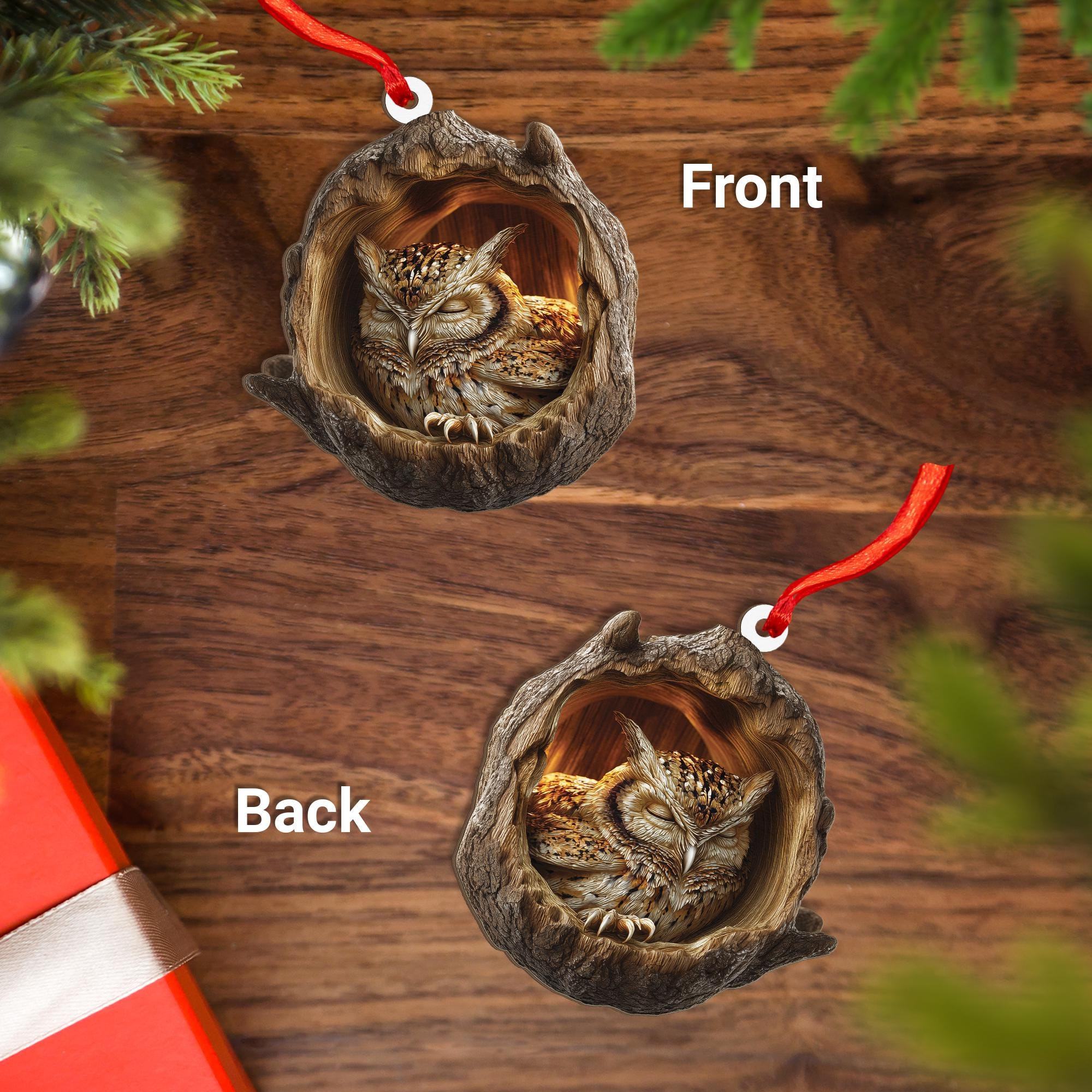 Sleeping Owl Christmas 2D Flat Wood Ornament – Peaceful Woodland Bird Ash Plywood Decor - Cute Holiday Tree Gift for Owl 4 - MeasureMason Sleeping Owl Christmas 2D Flat Wood Ornament – Peaceful Woodland Bird Ash Plywood Decor - Cute Holiday Tree Gift for Owl 4