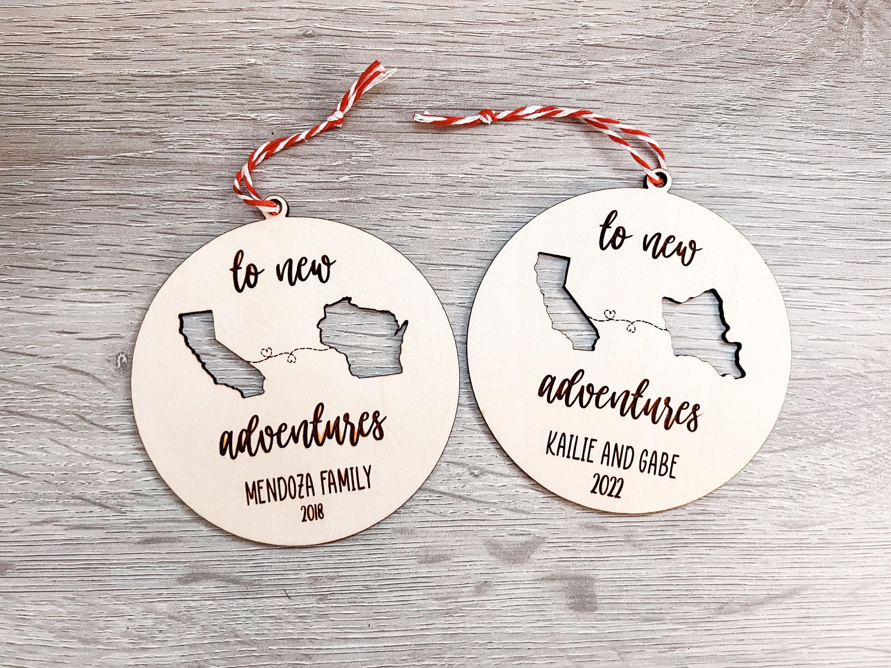 To New Adventures Cross Country Moving Ornament - Laser Cut Personalized States - Christmas Housewarming New Home Gift 4 - MeasureMason To New Adventures Cross Country Moving Ornament - Laser Cut Personalized States - Christmas Housewarming New Home Gift 4