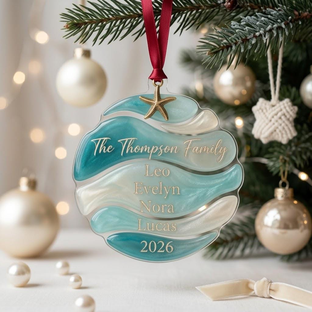 Personalized Sea Glass Tree Ornament 2026, Custom Family Christmas Keepsake 1 - MeasureMason Personalized Sea Glass Tree Ornament 2026, Custom Family Christmas Keepsake 1