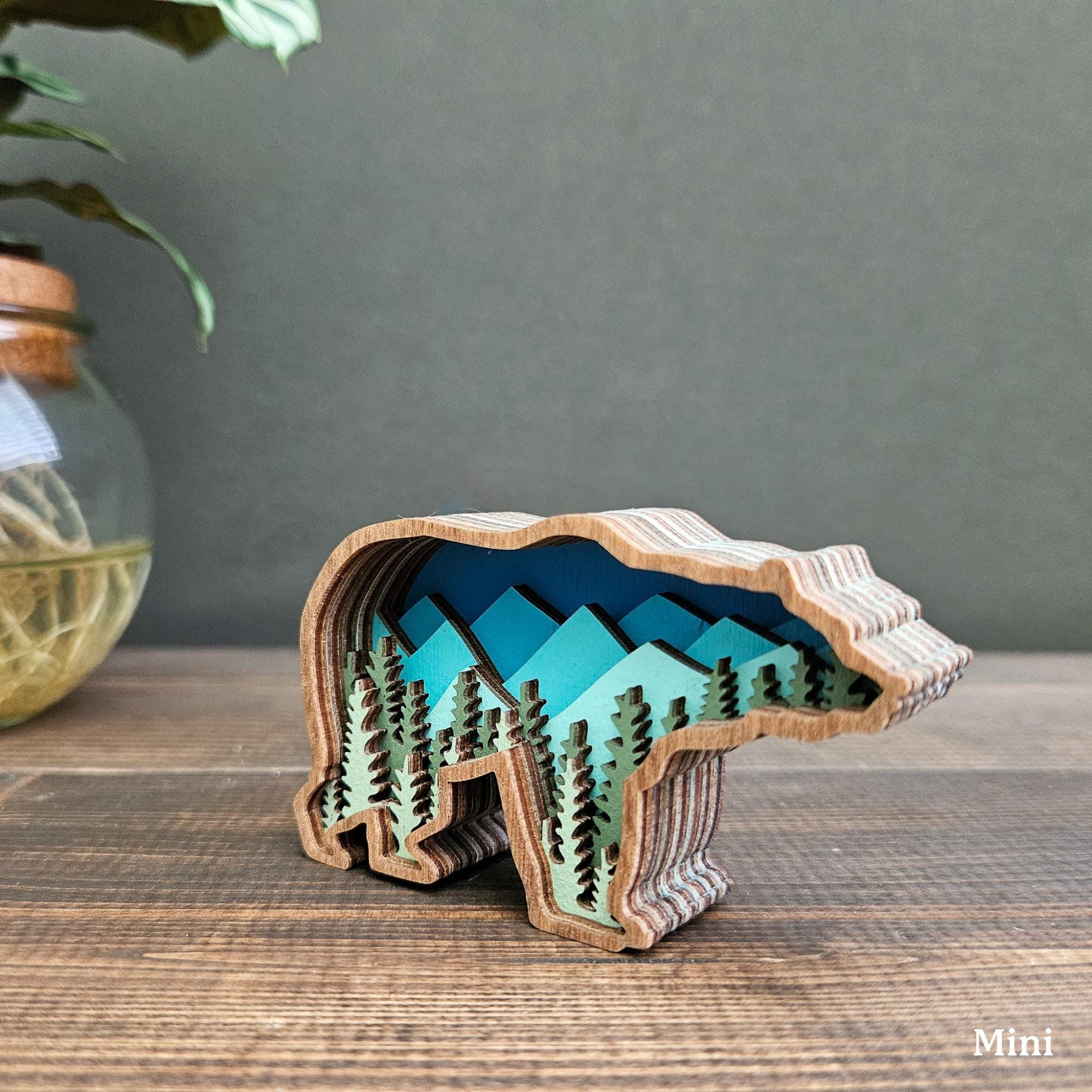 Bear Wood Magnet, 3D Layered Animal Fridge Decor for Cabin and Nature Lovers 1 - MeasureMason Bear Wood Magnet, 3D Layered Animal Fridge Decor for Cabin and Nature Lovers 1