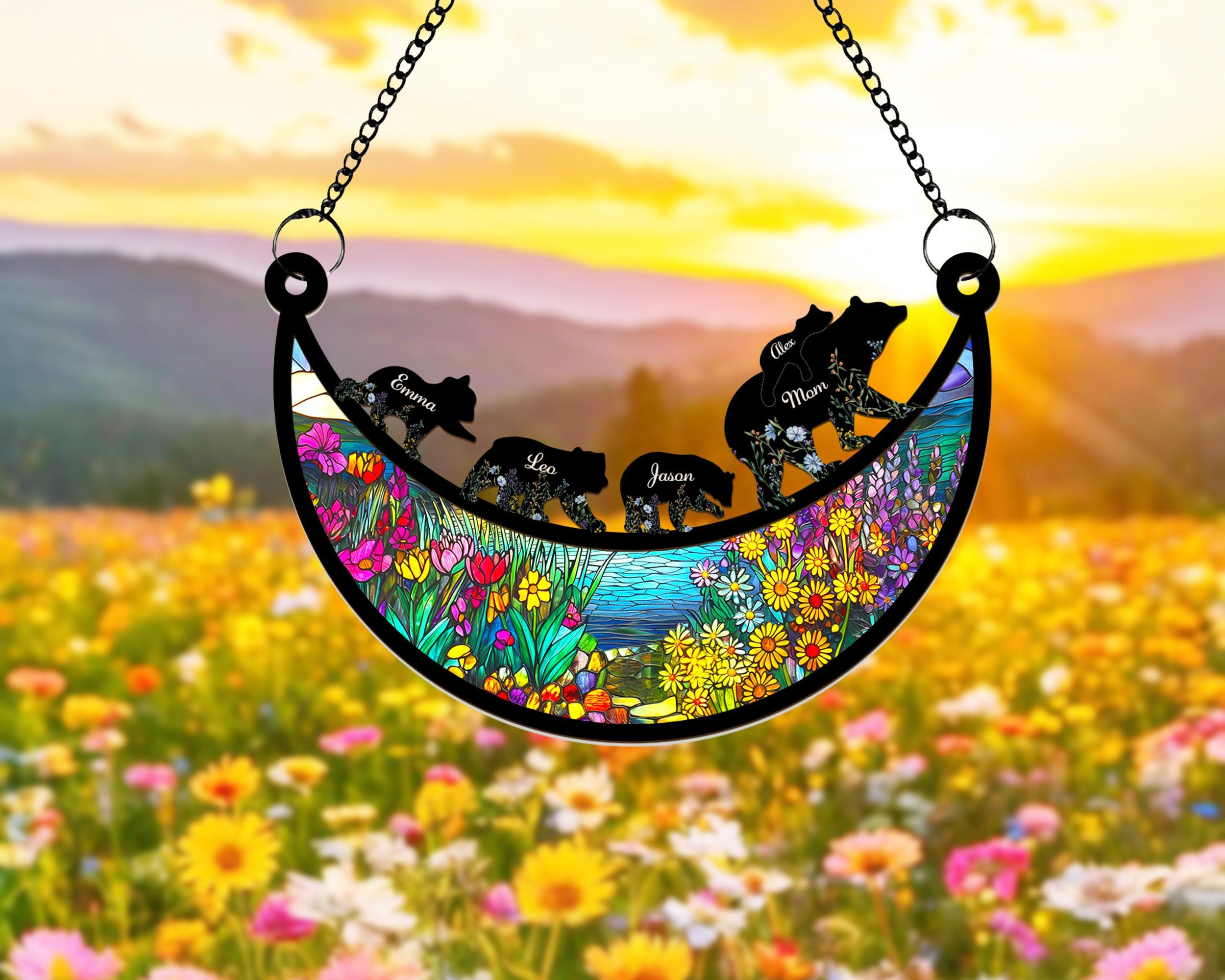 Custom Mama Bear Suncatcher, Personalized Bear Family Window Hanging Gift for Mom 3 - MeasureMason Custom Mama Bear Suncatcher, Personalized Bear Family Window Hanging Gift for Mom 3