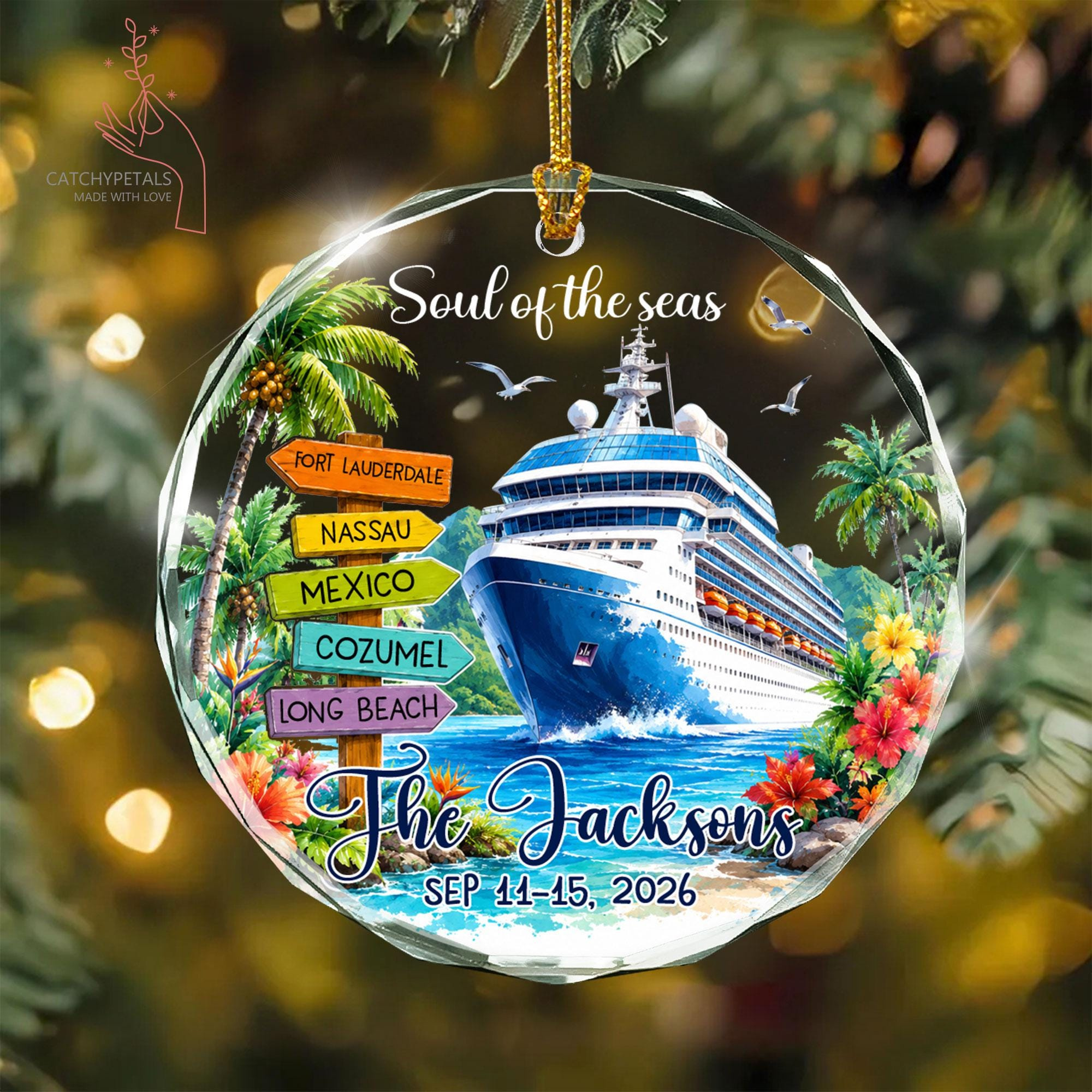 Custom Cruise Ornament, Personalized Travel Keepsake for Family Vacation or Honeymoon 3 - MeasureMason Custom Cruise Ornament, Personalized Travel Keepsake for Family Vacation or Honeymoon 3