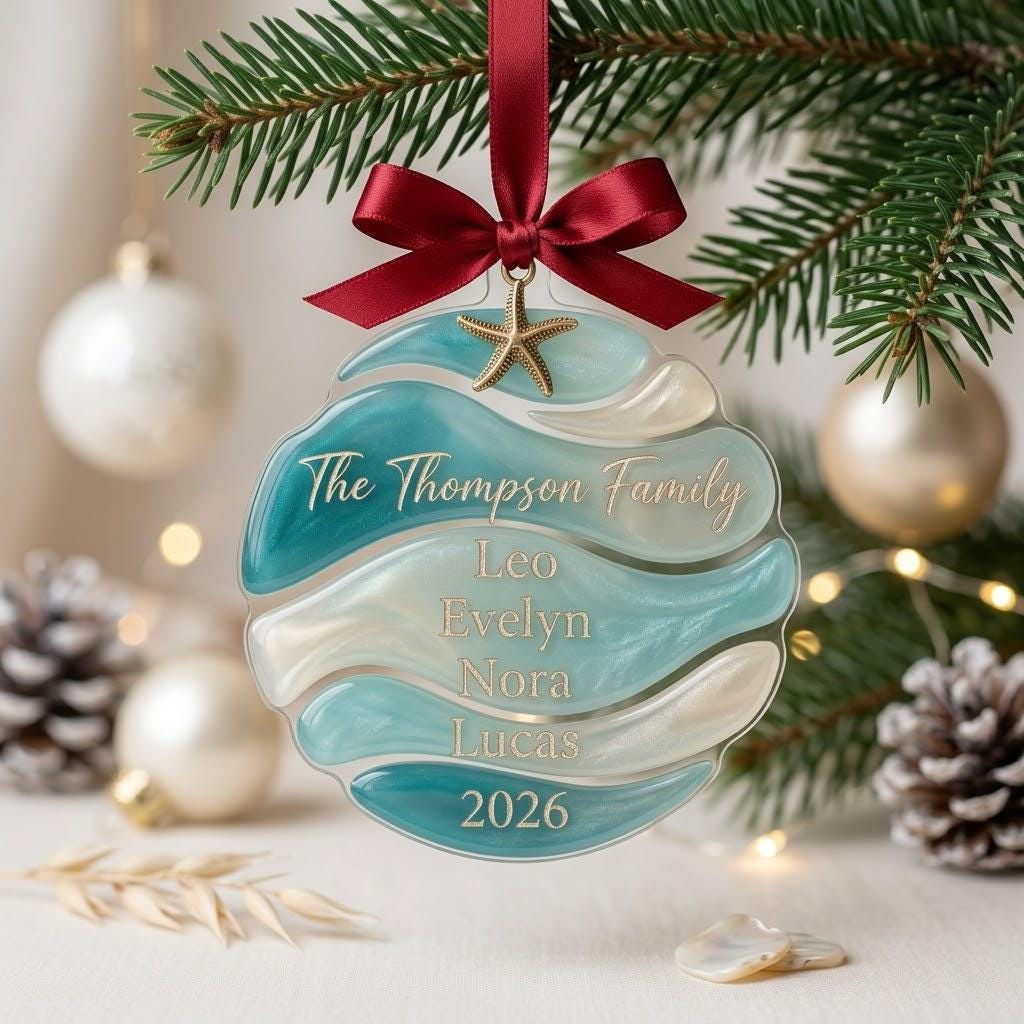 Personalized Sea Glass Tree Ornament 2026, Custom Family Christmas Keepsake 2 - MeasureMason Personalized Sea Glass Tree Ornament 2026, Custom Family Christmas Keepsake 2