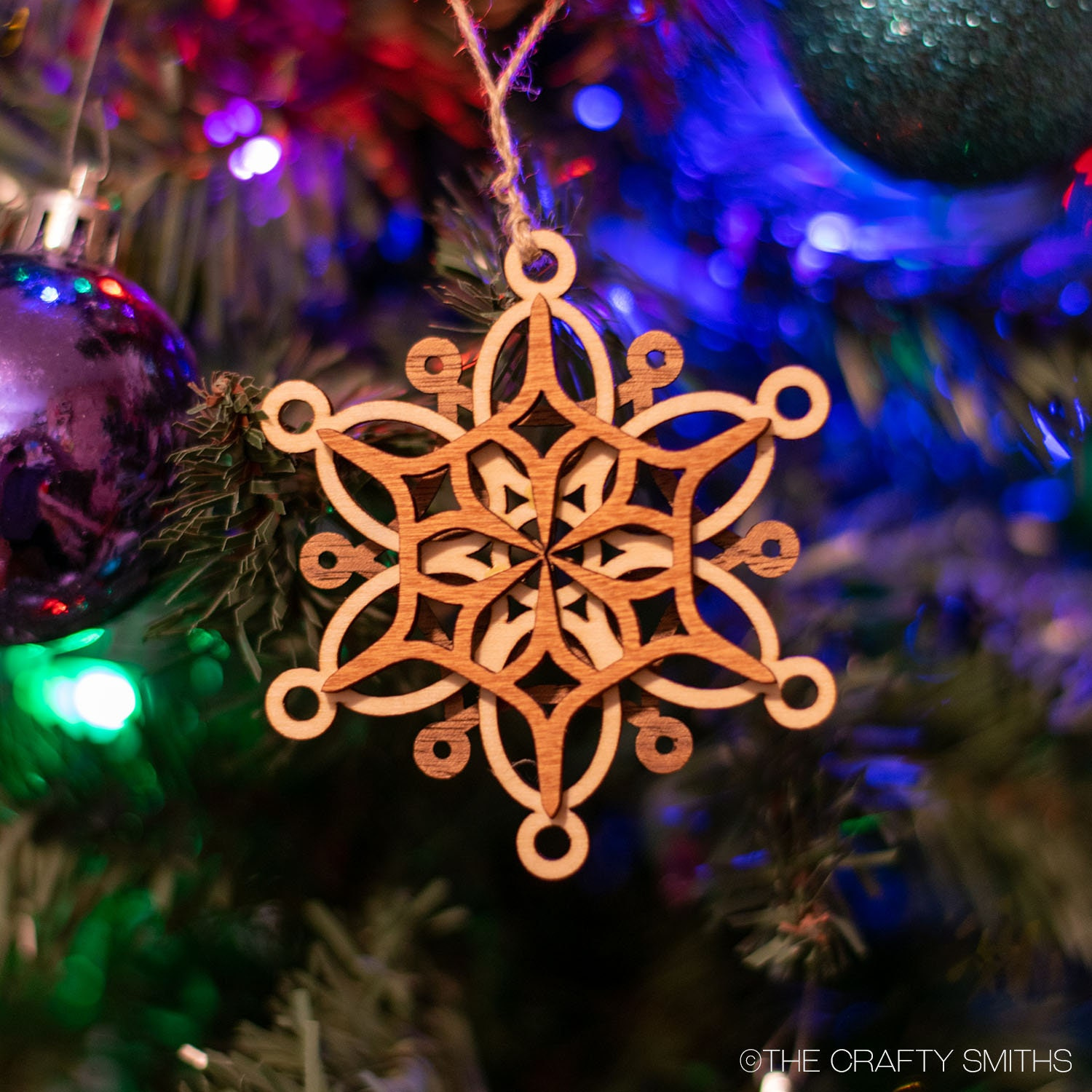 3D Layered Wood Snowflake Christmas Ornament - Berries Holiday Tree Decoration 1