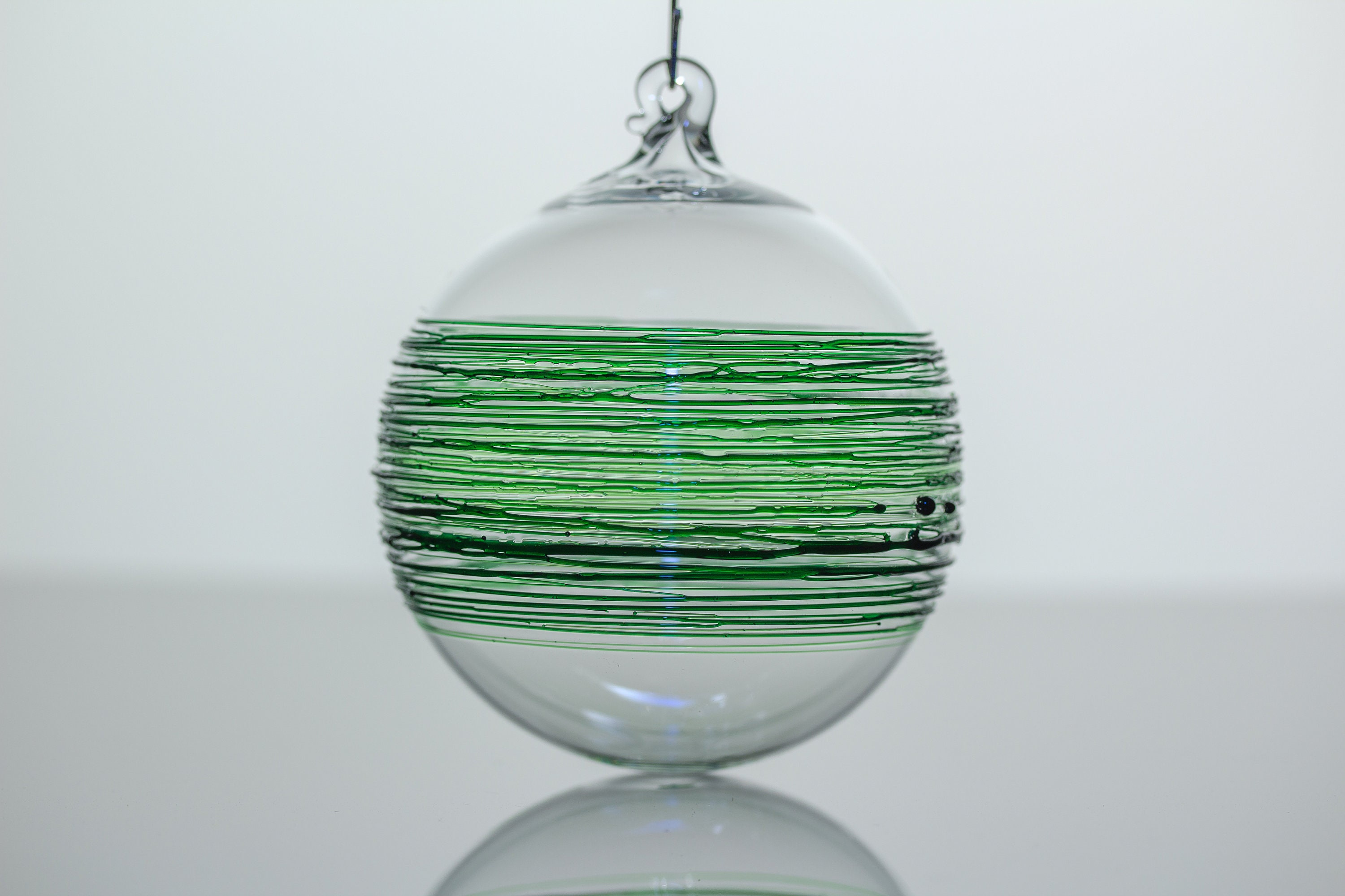 Emerald Green Hand Blown Glass Ornament, Christmas Tree Decor