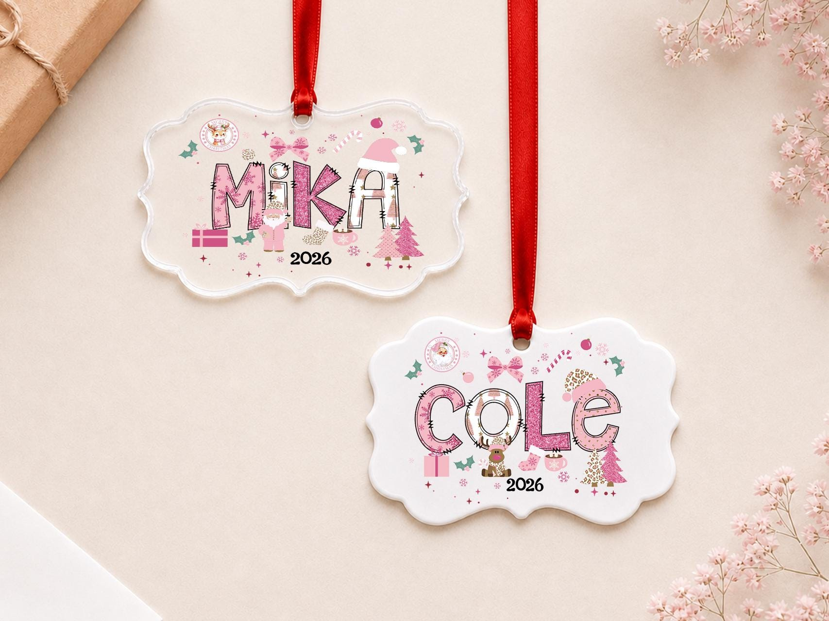 Personalized Name Christmas Ornament, Custom Ceramic Keepsake for Kids and Newborn 2025 3 - MeasureMason Personalized Name Christmas Ornament, Custom Ceramic Keepsake for Kids and Newborn 2025 3