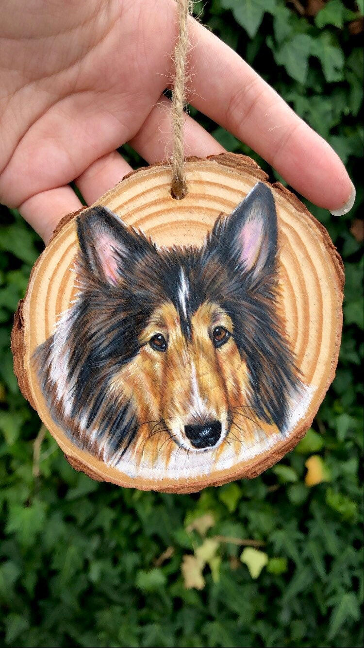 Custom Pet Portrait Ornament, Hand-Drawn Wooden Christmas Ornament for Dog or Cat