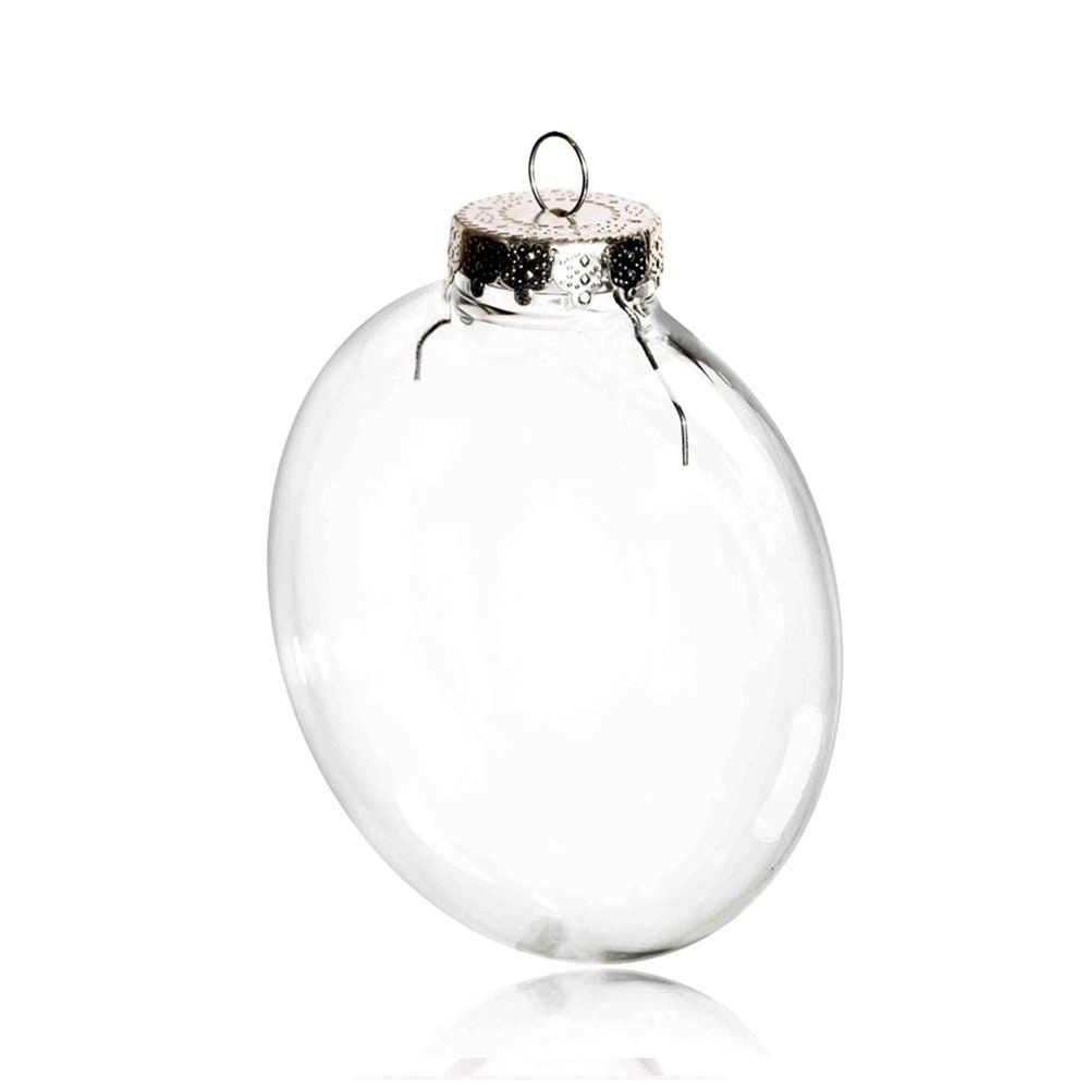 Clear Fillable Plastic Christmas Ornaments 20 Pack, 4 Inch DIY Paintable Oval Baubles Clear Fillable Plastic Christmas Ornaments 20 Pack, 4 Inch DIY Paintable Oval Baubles