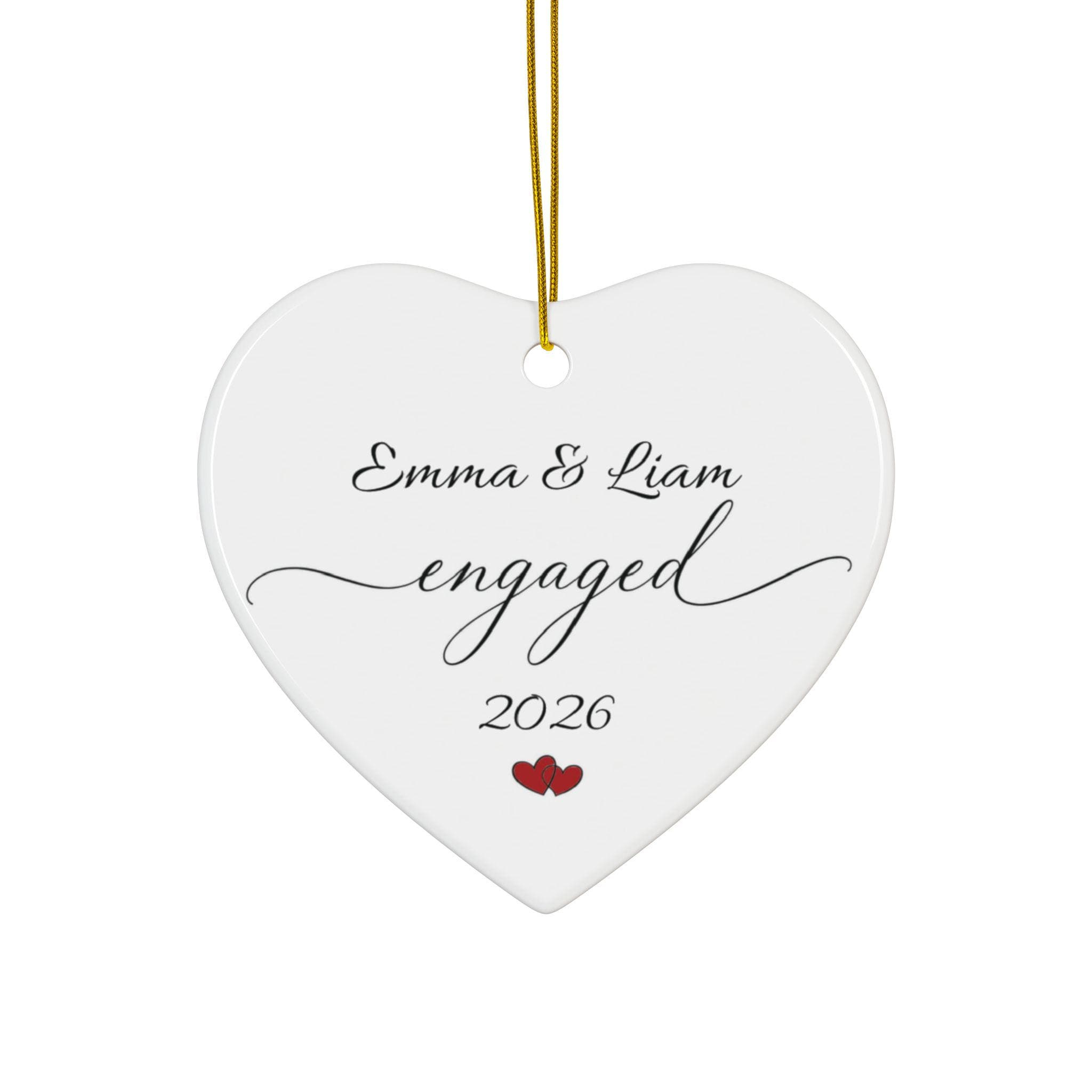Personalized Engaged Heart Ornament, Ceramic Engagement Keepsake 3 - MeasureMason Personalized Engaged Heart Ornament, Ceramic Engagement Keepsake 3