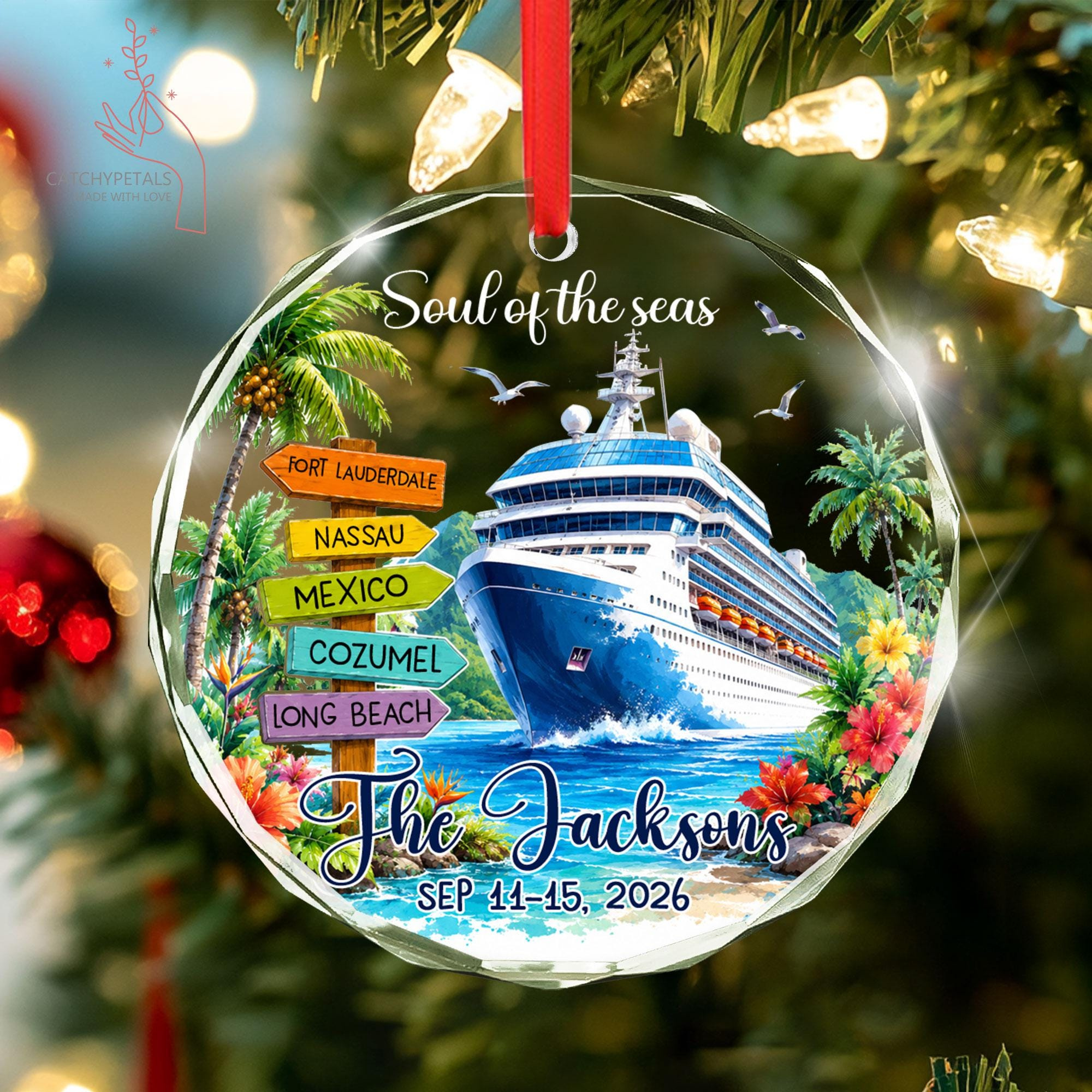 Custom Cruise Ornament, Personalized Travel Keepsake for Family Vacation or Honeymoon 2 - MeasureMason Custom Cruise Ornament, Personalized Travel Keepsake for Family Vacation or Honeymoon 2