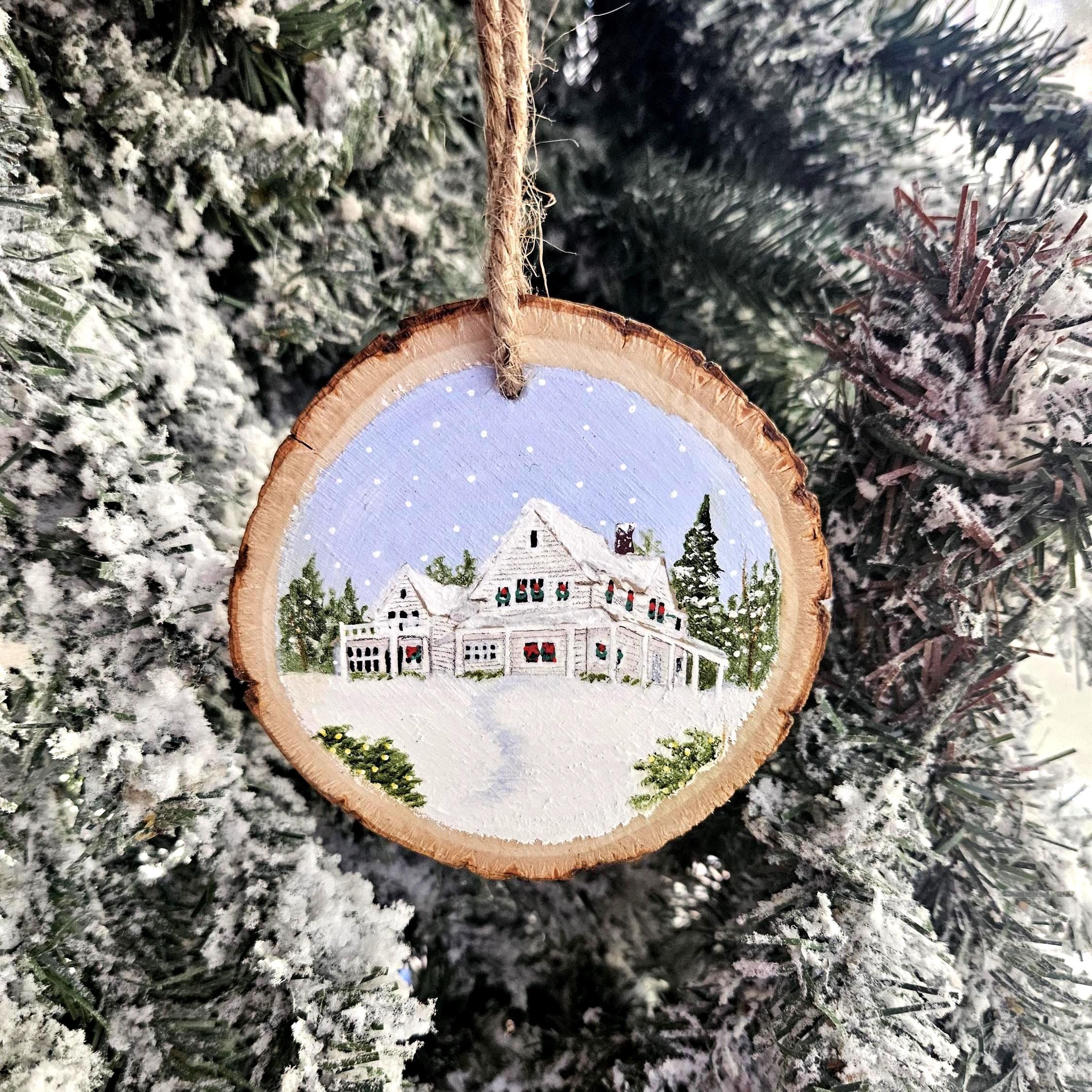 Custom House Portrait Ornament Personalized Hand-Painted Keepsake