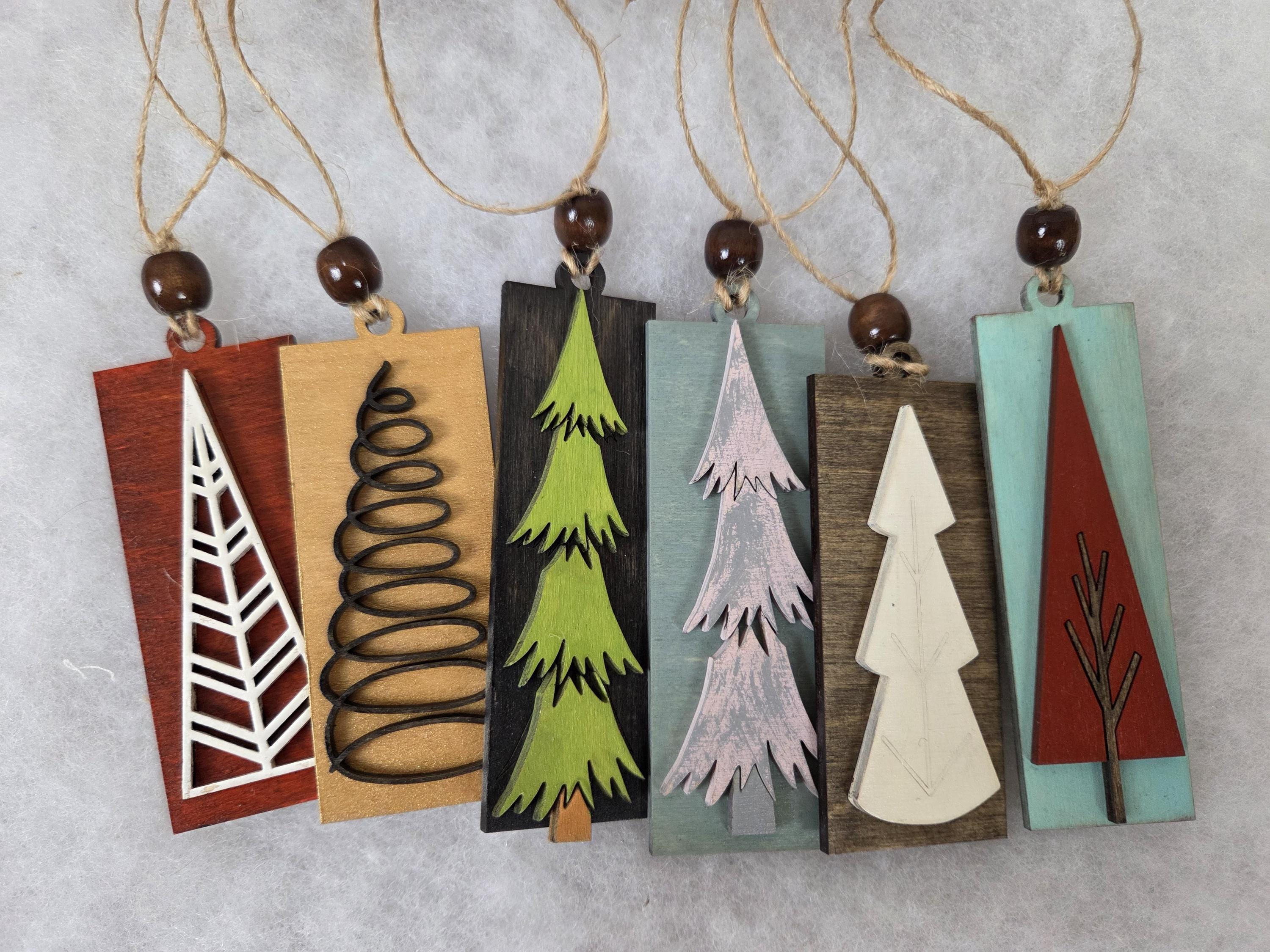 Rustic Wooden Christmas Ornaments Set, Farmhouse Holiday Tree Decorations 3 - MeasureMason Rustic Wooden Christmas Ornaments Set, Farmhouse Holiday Tree Decorations 3
