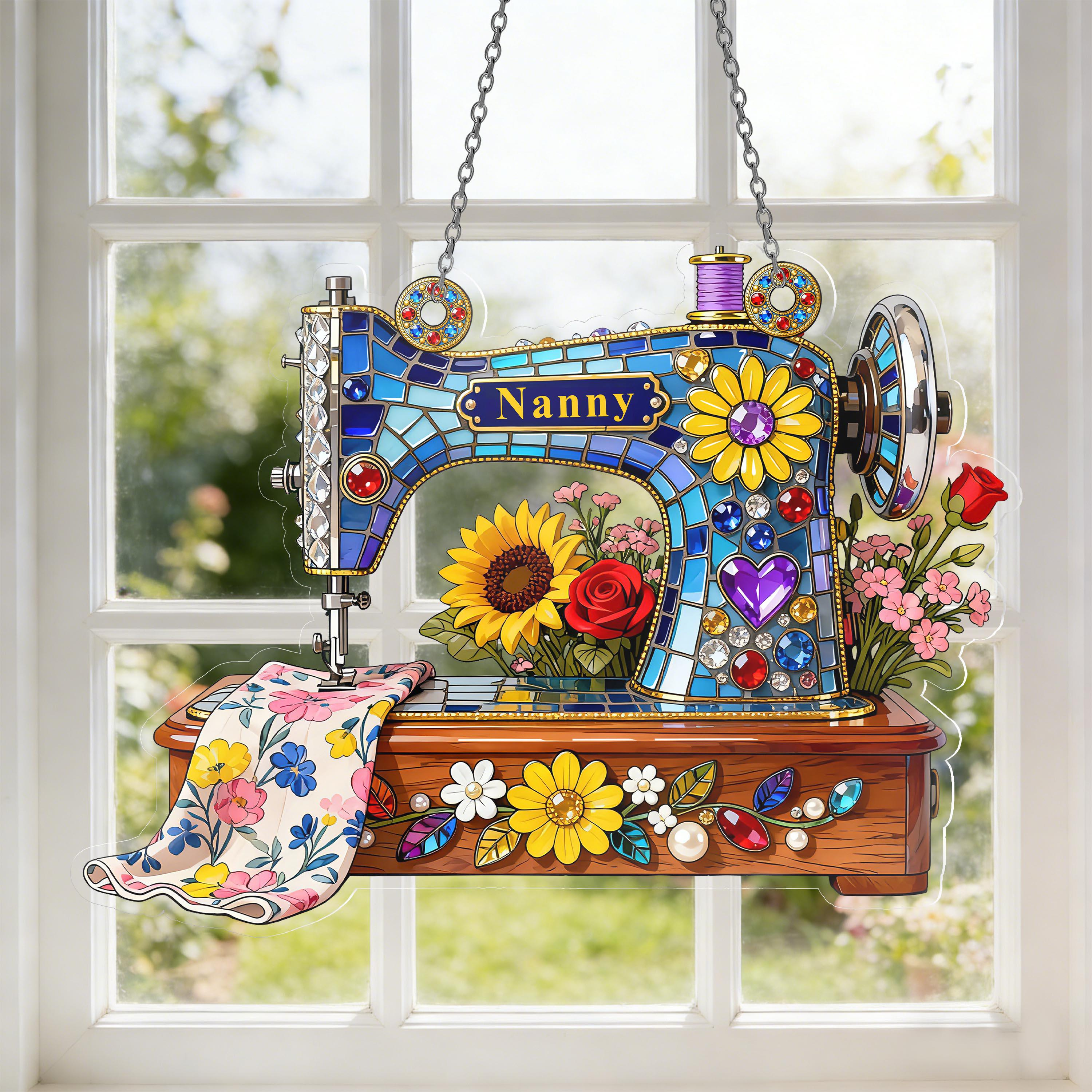 Custom Sewing Machine Suncatcher, Personalized Window Hanging Gift for Sewing Lovers Custom Sewing Machine Suncatcher, Personalized Window Hanging Gift for Sewing Lovers